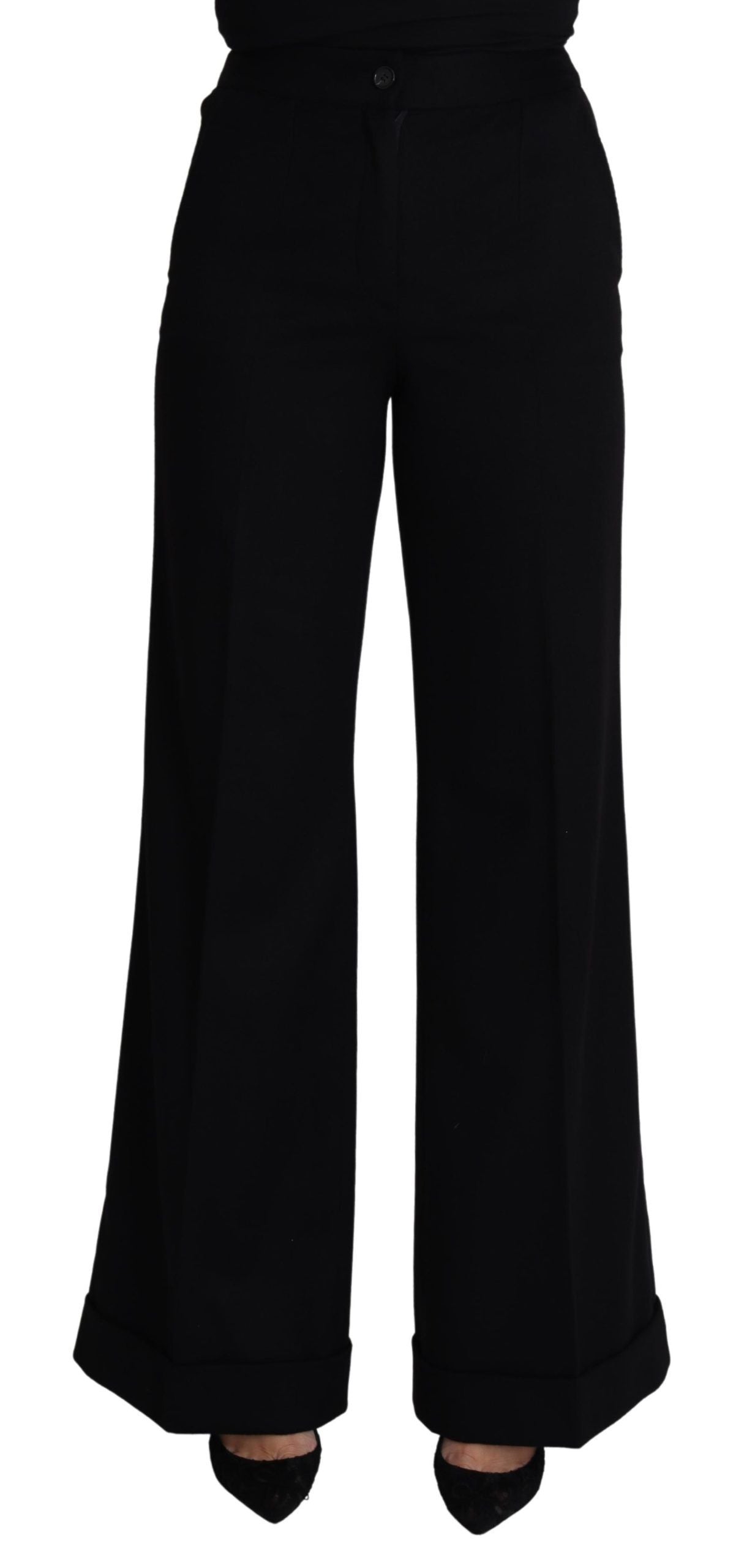Dolce & Gabbana Black Cashmere Wide Leg Trousers for Women