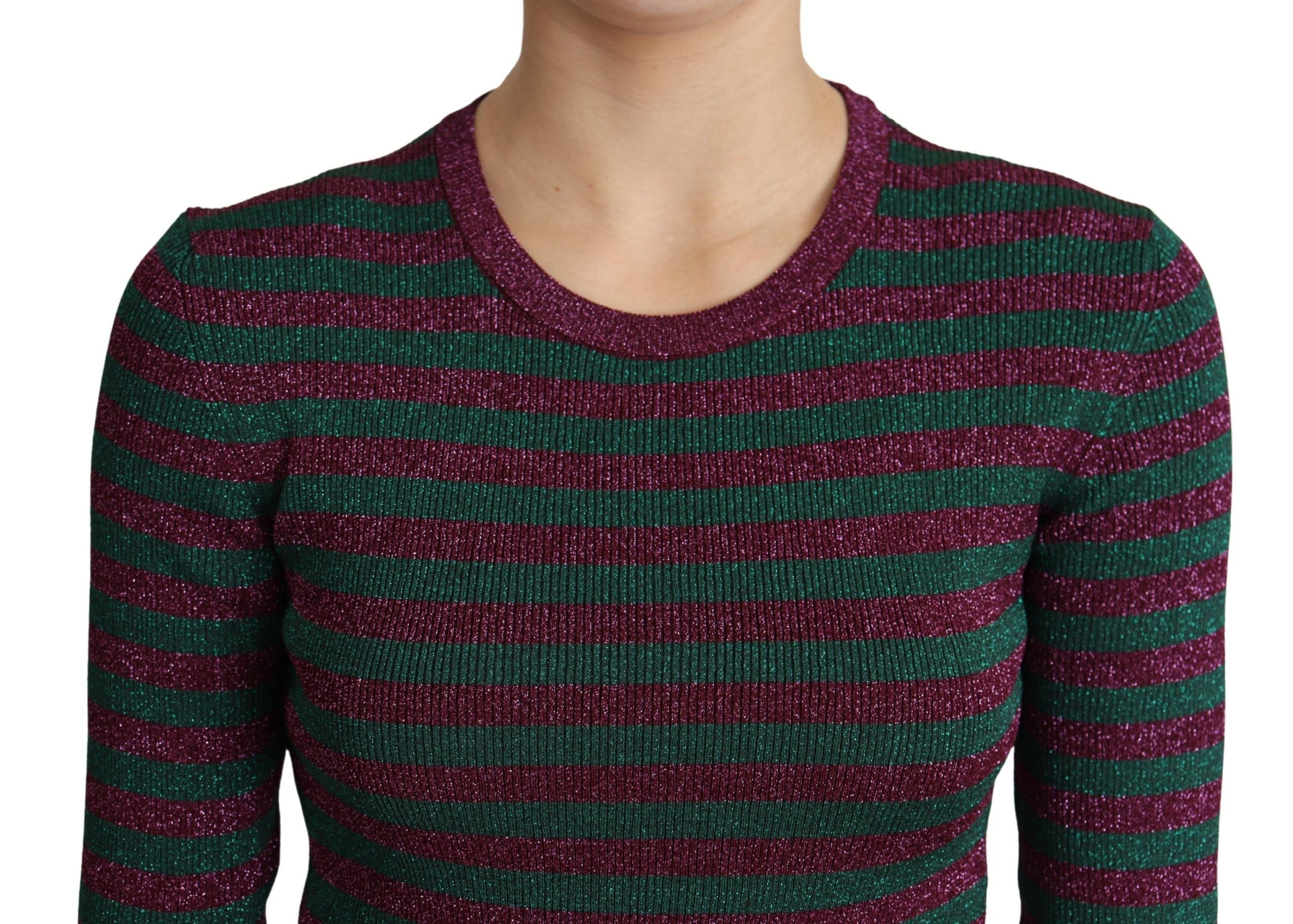 Dolce & Gabbana Mehrfarbig gestreifter Pullover mit Rundhalsausschnitt-3