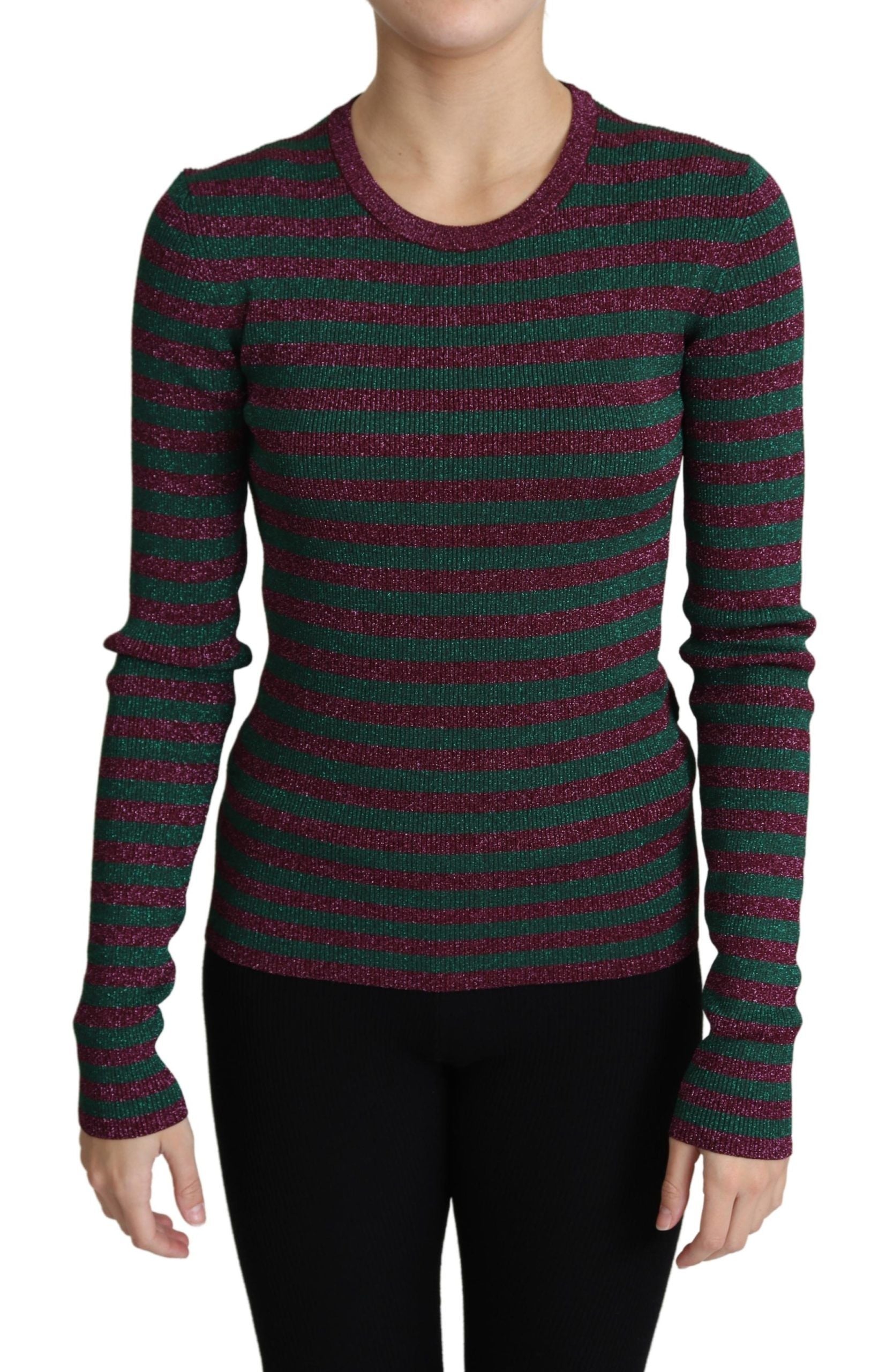 Dolce & Gabbana Mehrfarbig gestreifter Pullover mit Rundhalsausschnitt-1