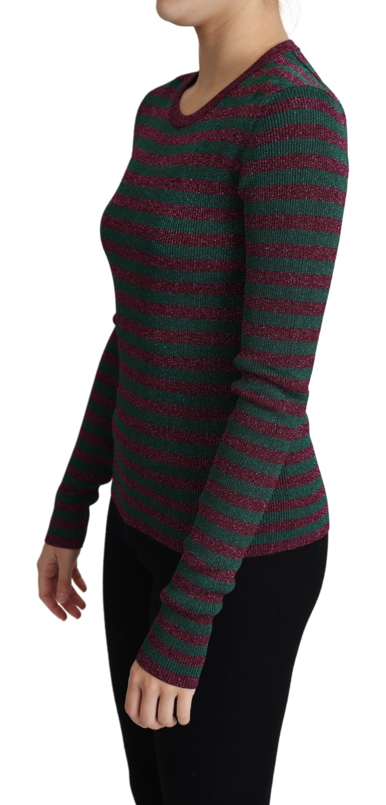Dolce & Gabbana Mehrfarbig gestreifter Pullover mit Rundhalsausschnitt-4