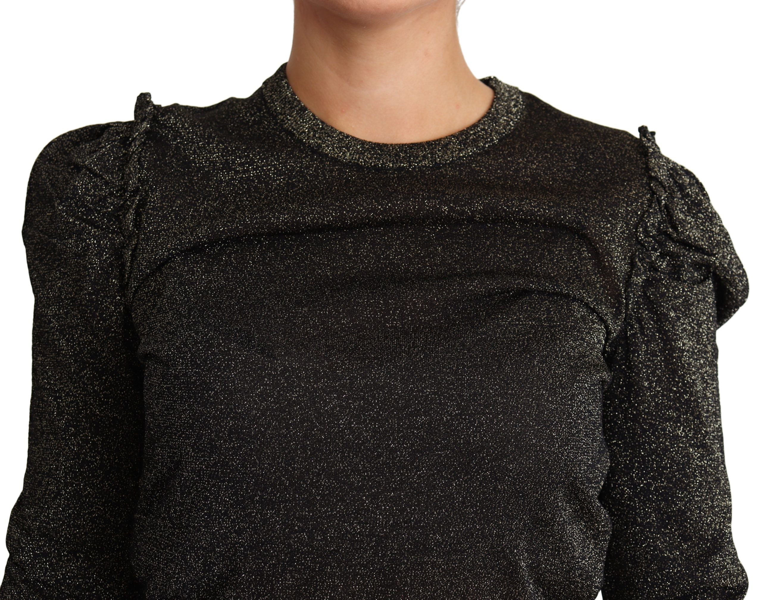 Suéter corto Dolce & Gabbana para mujer, color negro y dorado-4