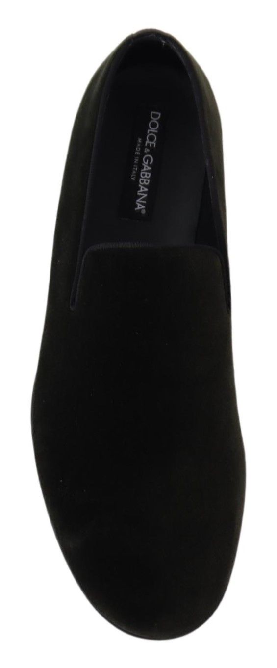 Dolce & Gabbana Green Velvet Slip-On Men's Loafers Shoes-3