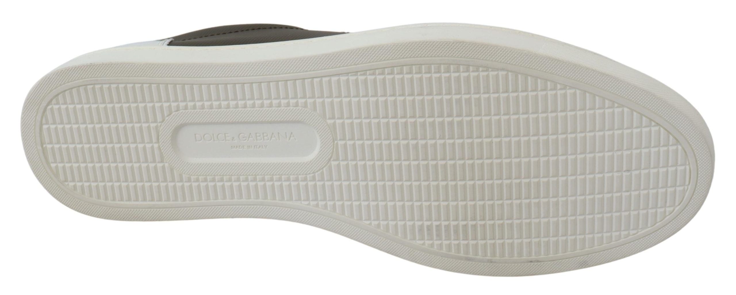 Dolce & Gabbana White Green Leather Low Top Sneakers Shoes-2