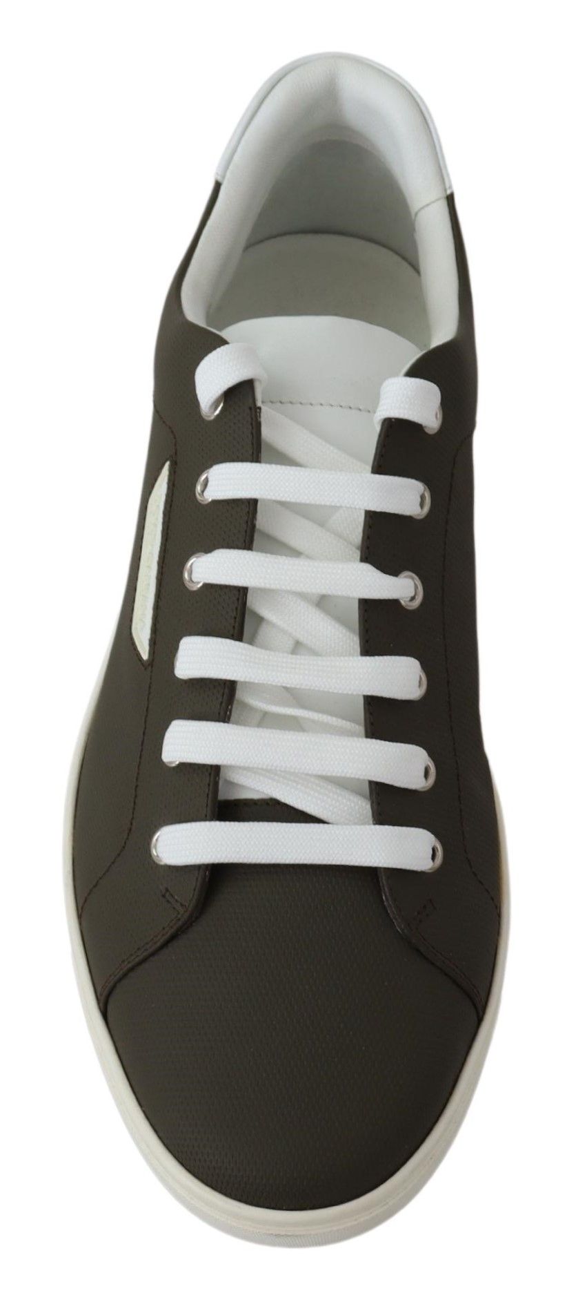 Dolce & Gabbana White Green Leather Low Top Sneakers Shoes-3