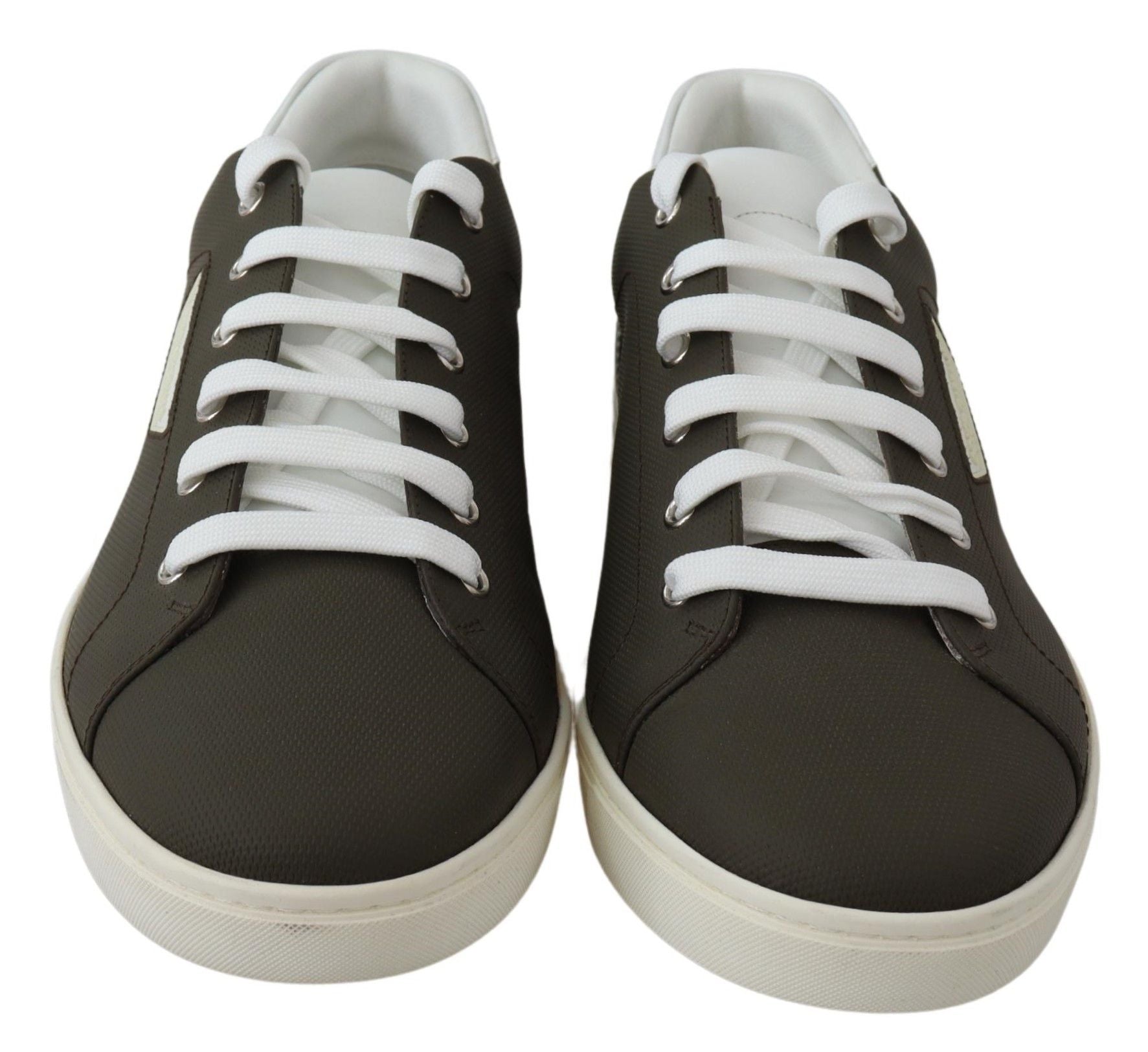 Dolce & Gabbana White Green Leather Low Top Sneakers Shoes-4