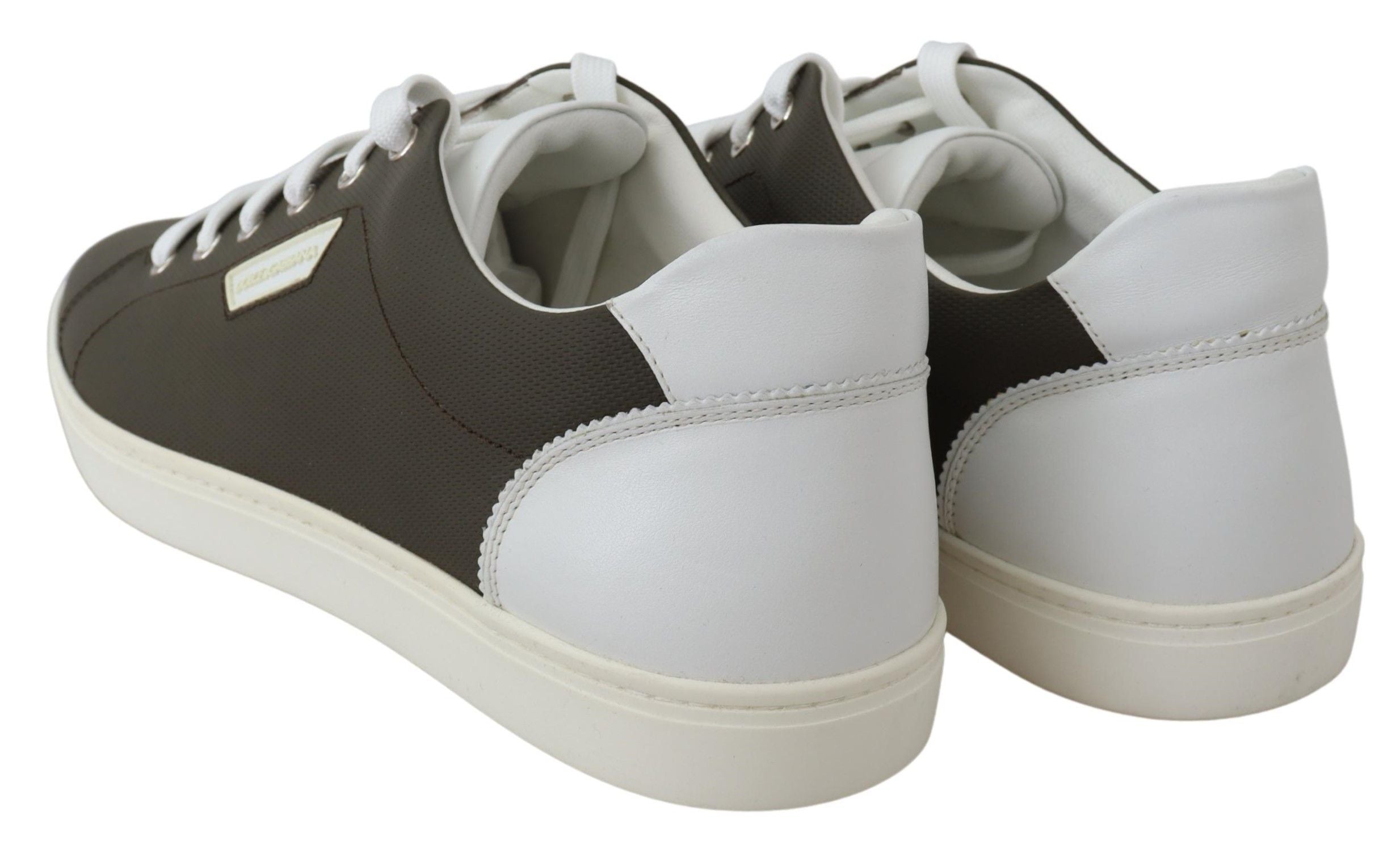 Dolce & Gabbana White Green Leather Low Top Sneakers Shoes-6
