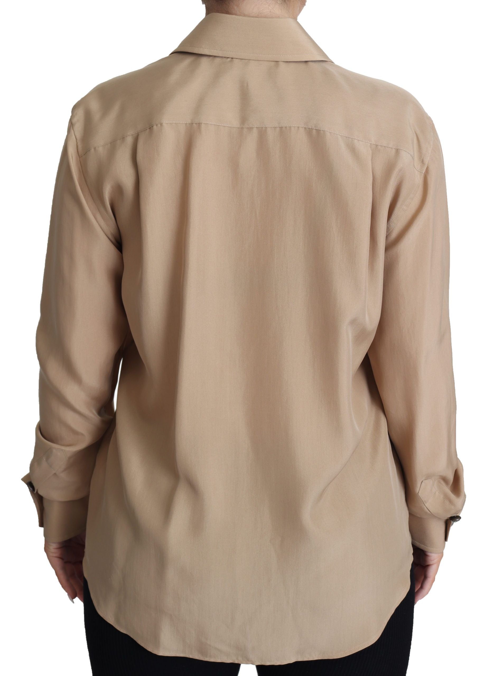 Dolce & Gabbana Beige Silk Shirt Decorative Buttons Top-2