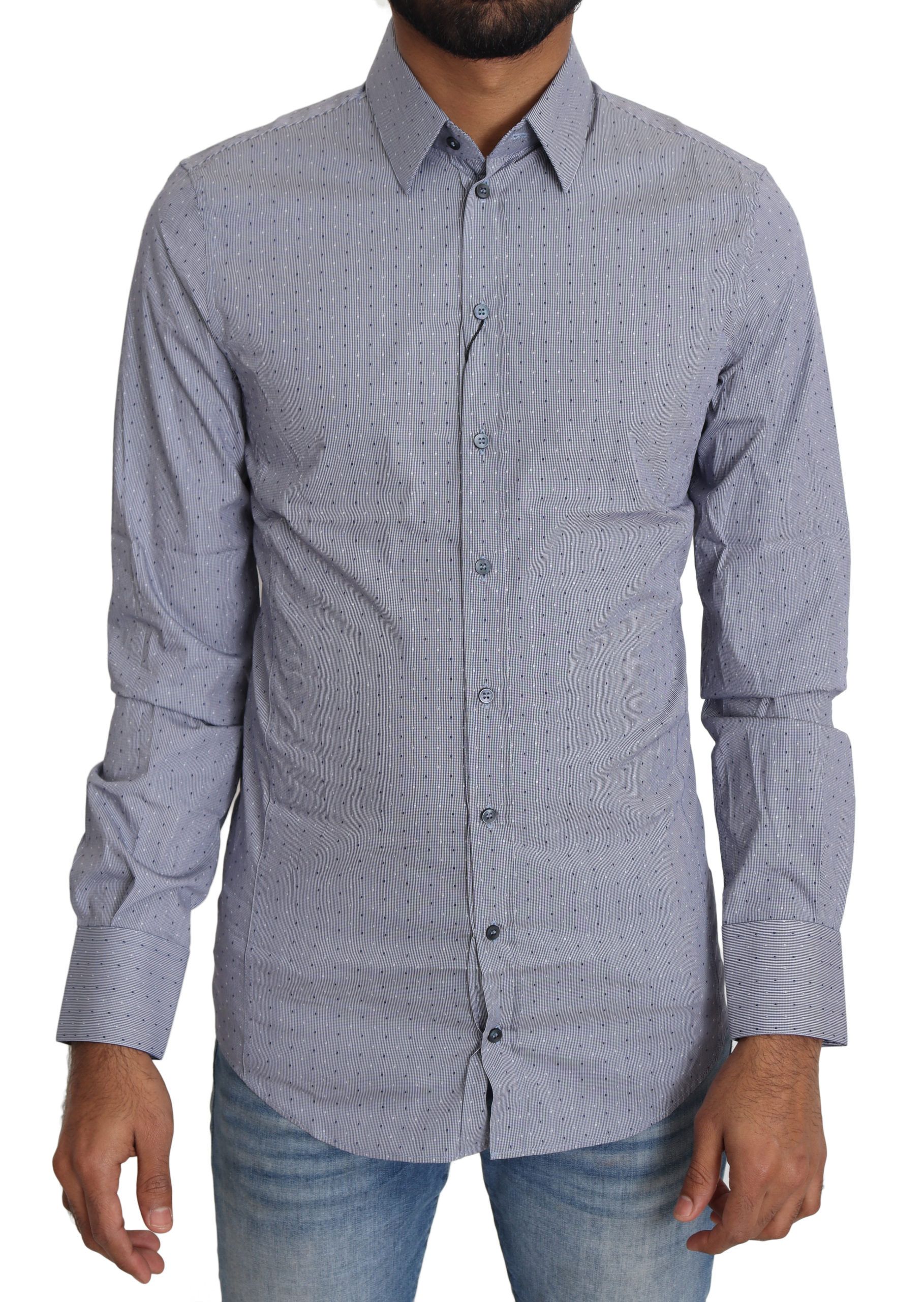 Dolce & Gabbana Grey, polka-dotted, semi-buttoned shirt SICILIA-1