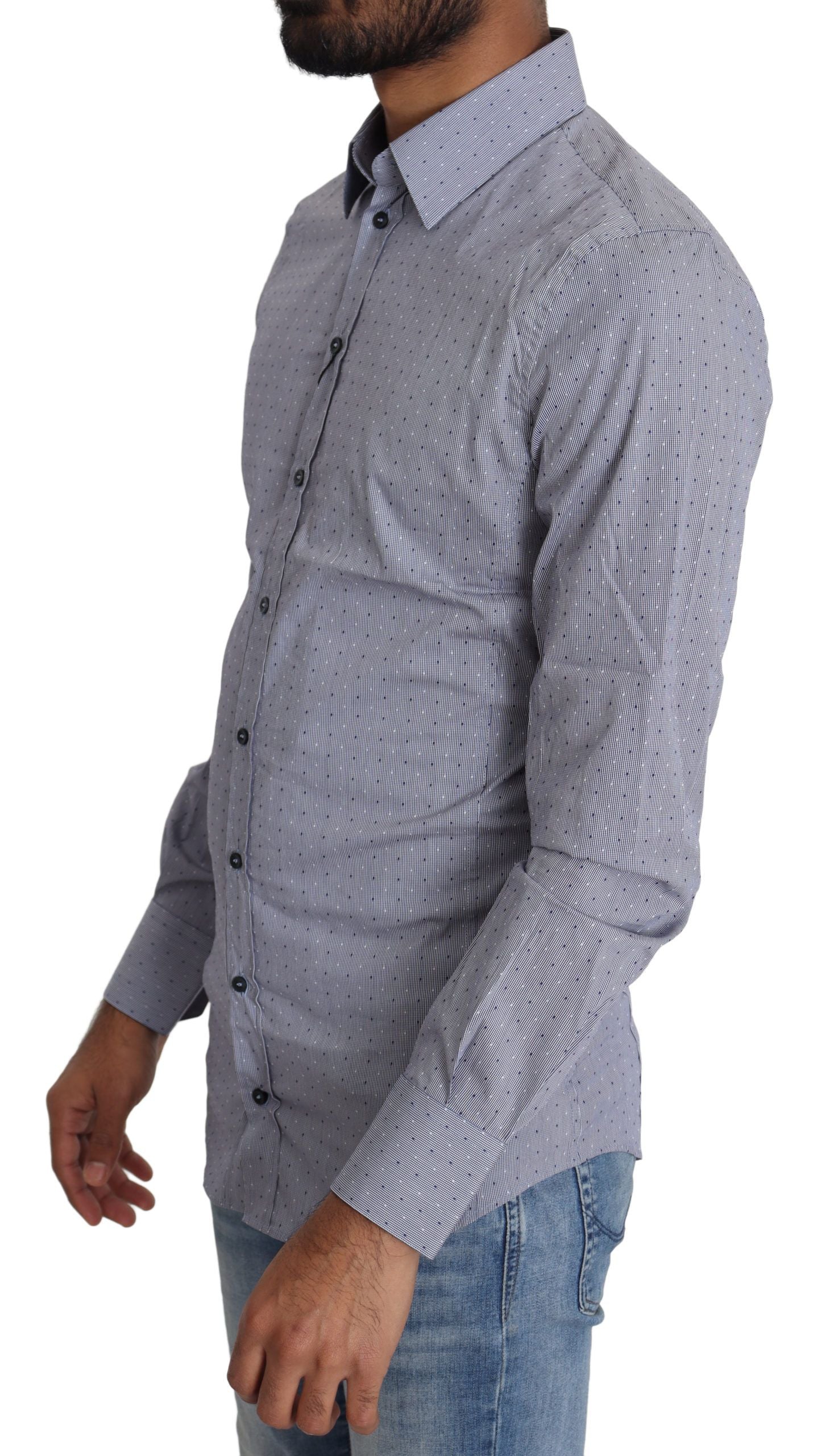 Dolce & Gabbana Grey, polka-dotted, semi-buttoned shirt SICILIA-4