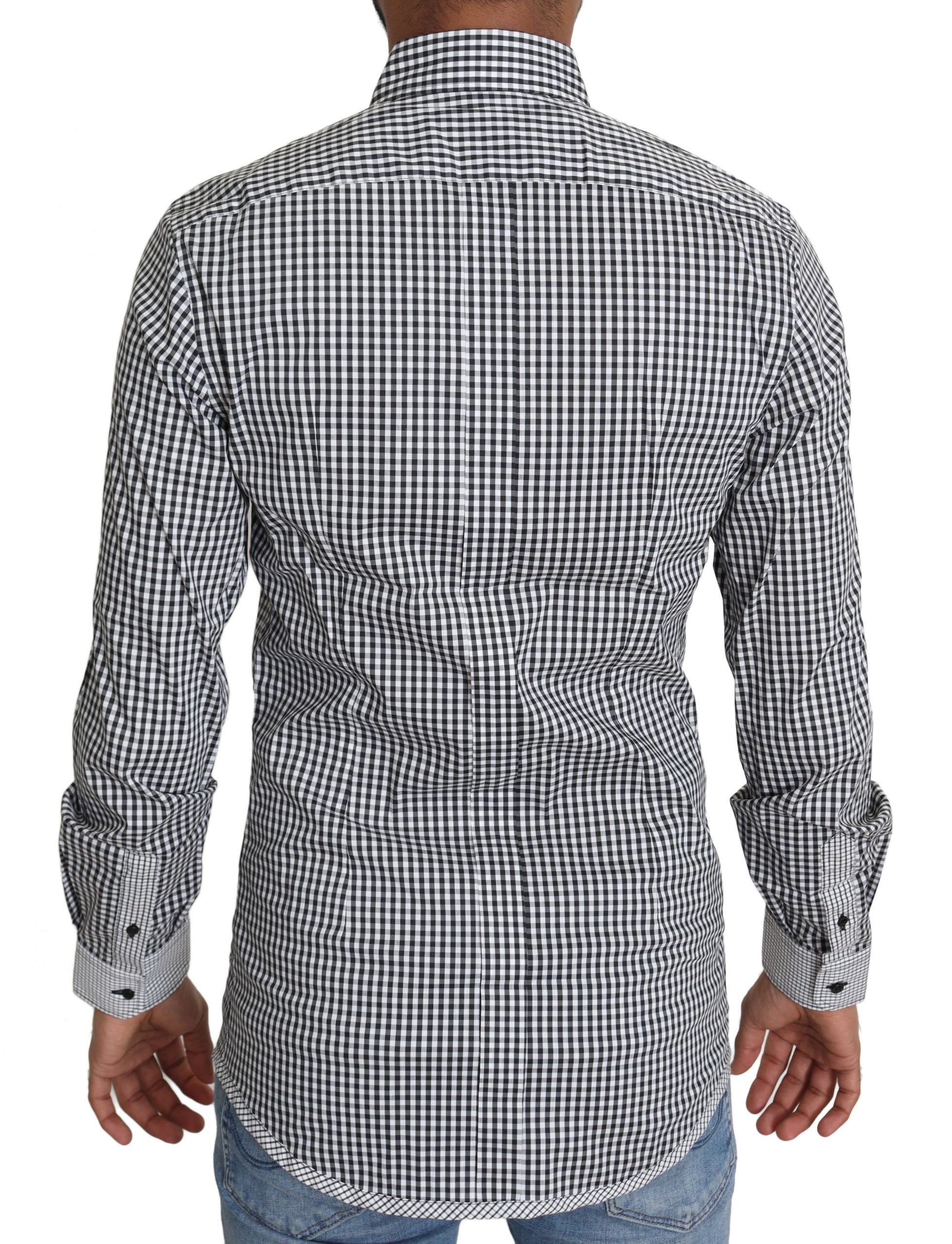 Dolce & Gabbana black and white checked casual shirt-2