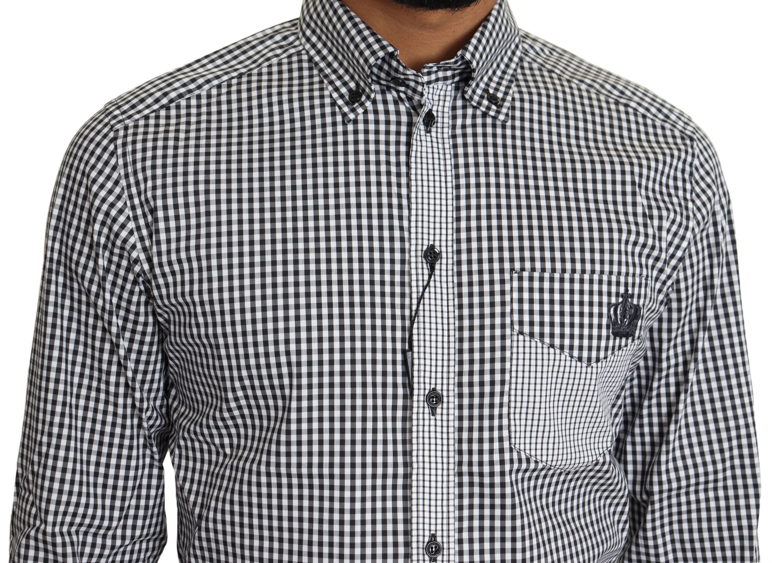 Dolce & Gabbana black and white checked casual shirt-3