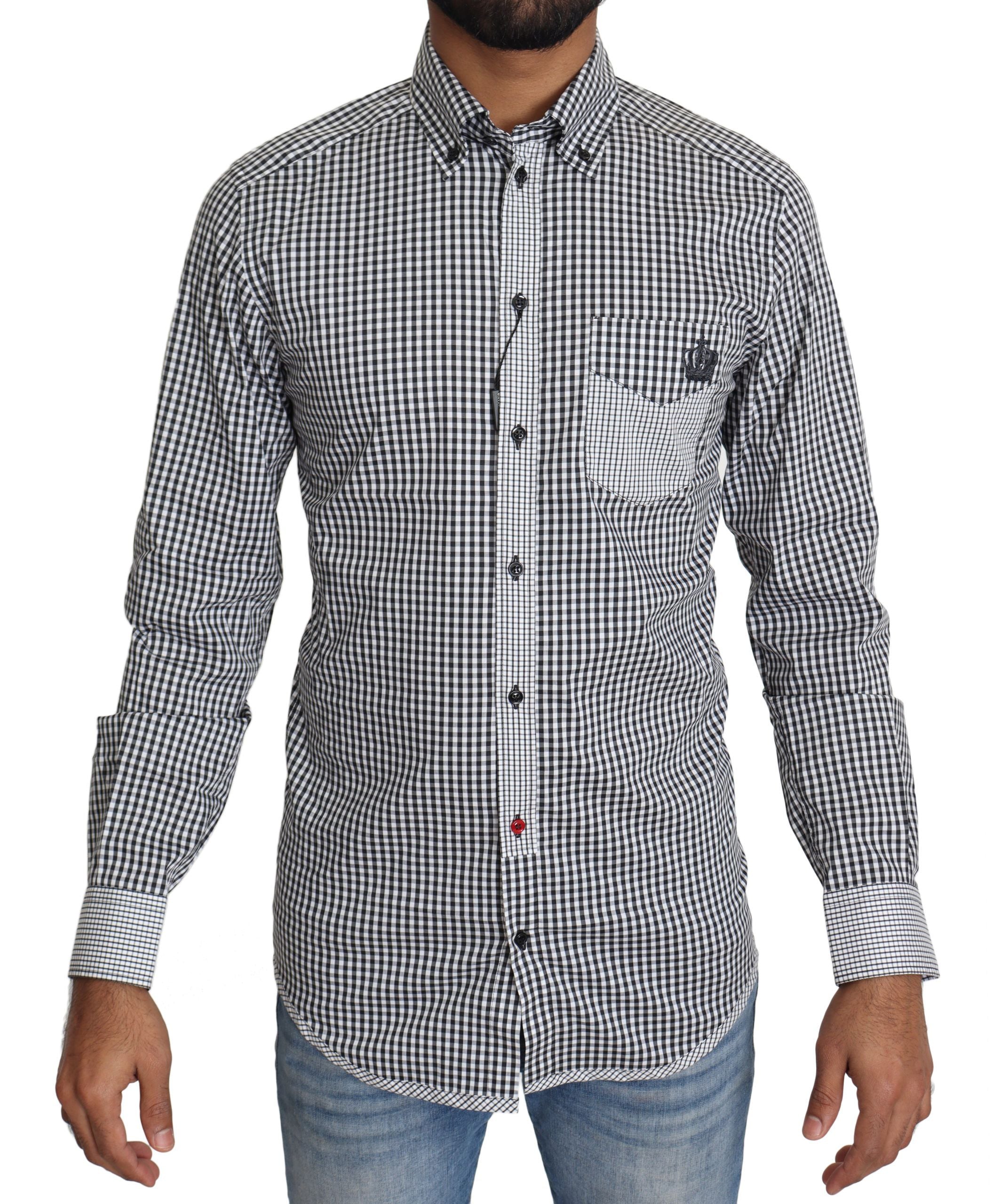 Dolce & Gabbana black and white checked casual shirt