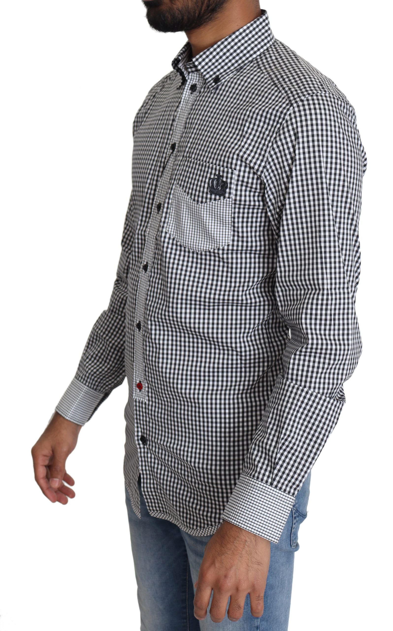 Dolce & Gabbana black and white checked casual shirt-4