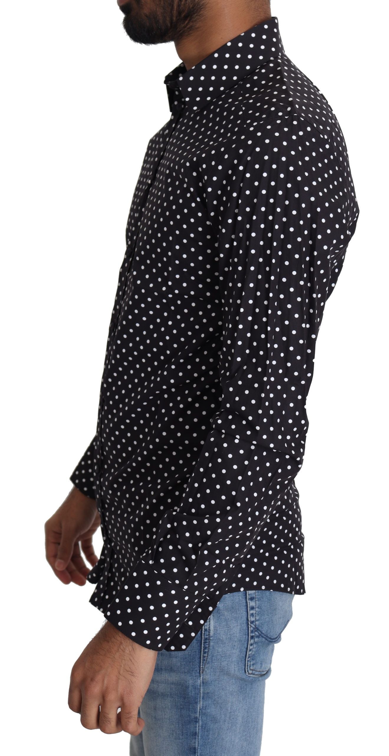 Dolce & Gabbana Black and White Polka Dot Casual Shirt-4