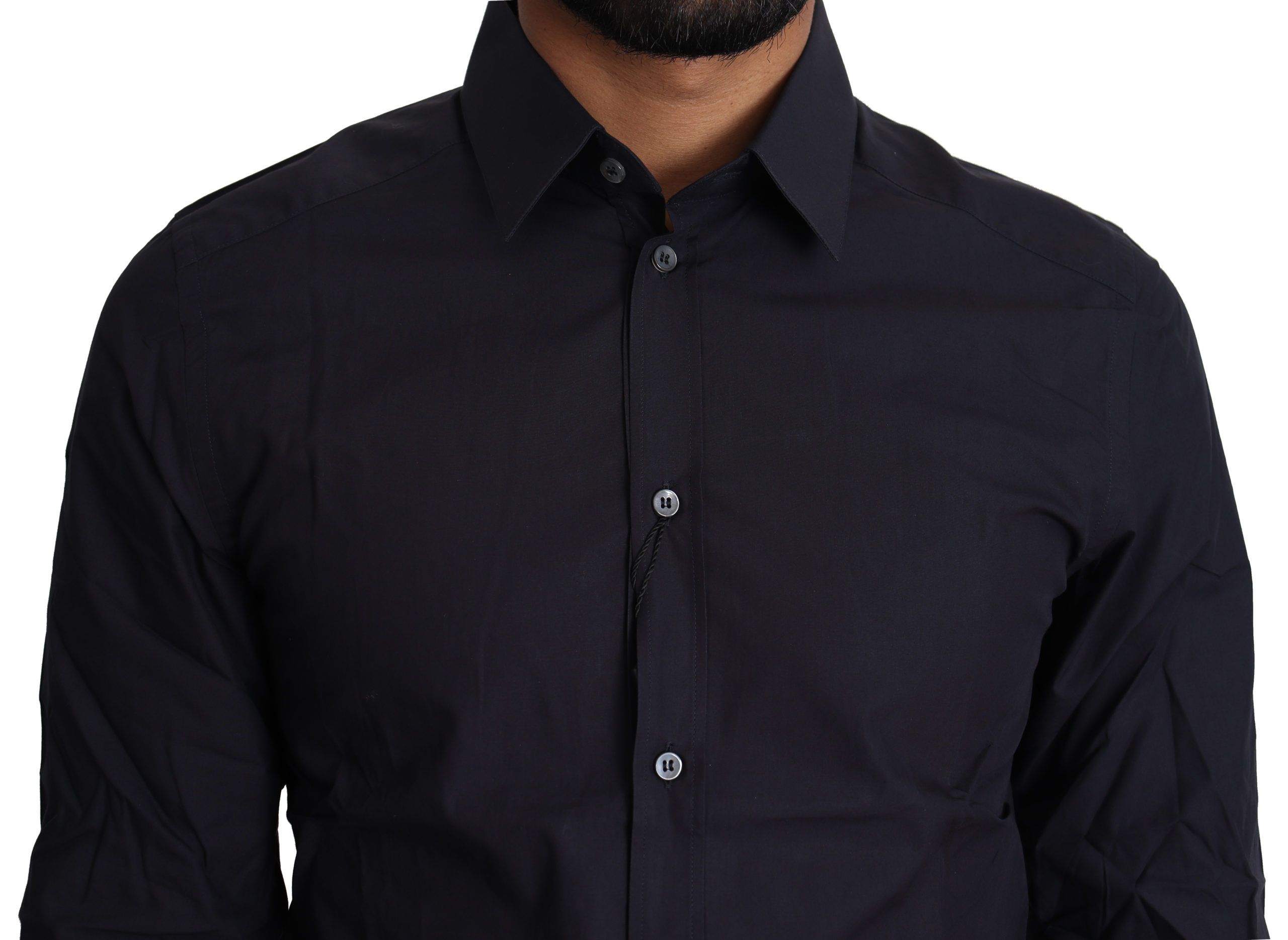 Dolce & Gabbana Marineblaues formelles Hemd aus Baumwolle-3