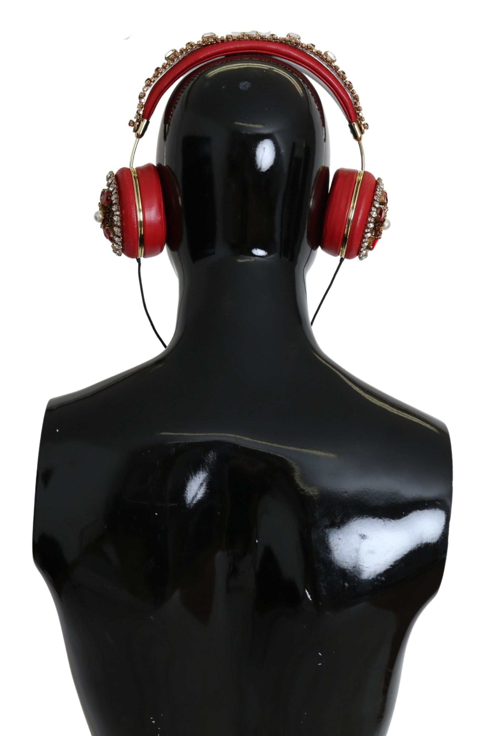 Auriculares Dolce & Gabbana FRENDS de cuero con diseño floral rojo y cristales-2