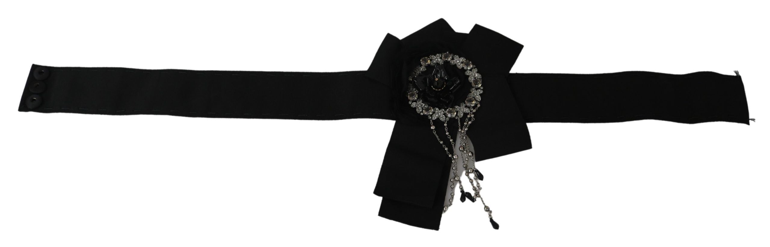 Dolce & Gabbana Black Crystal Brooch Wide Wai SATORIA Belt-4