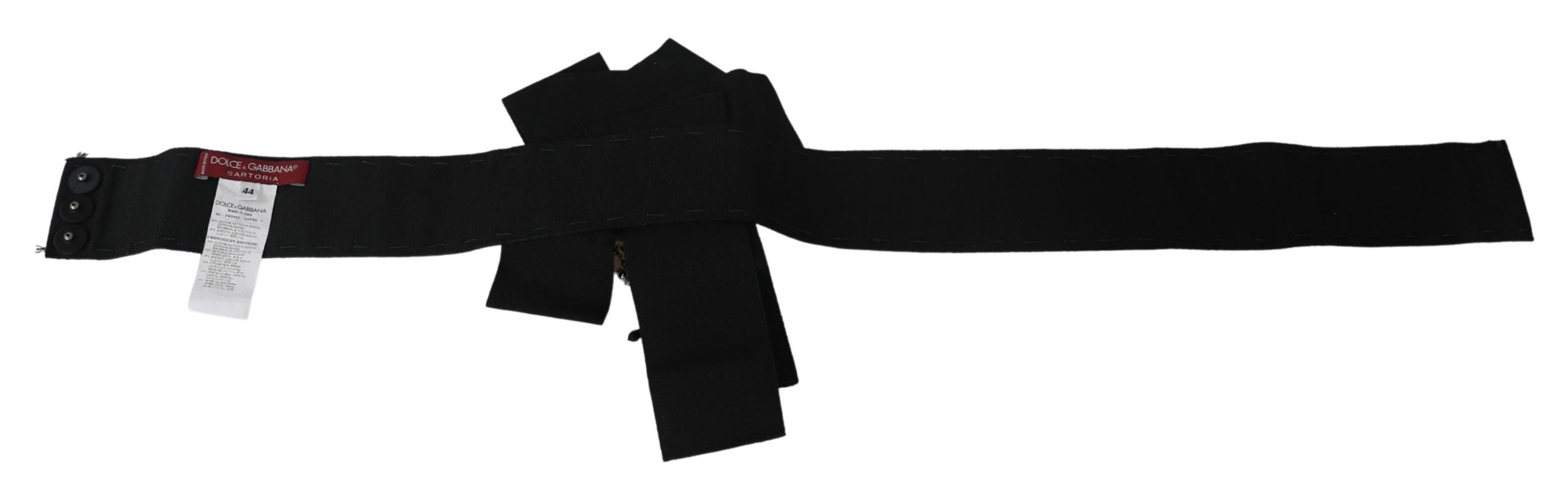 Dolce & Gabbana Black Crystal Brooch Wide Wai SATORIA Belt-5