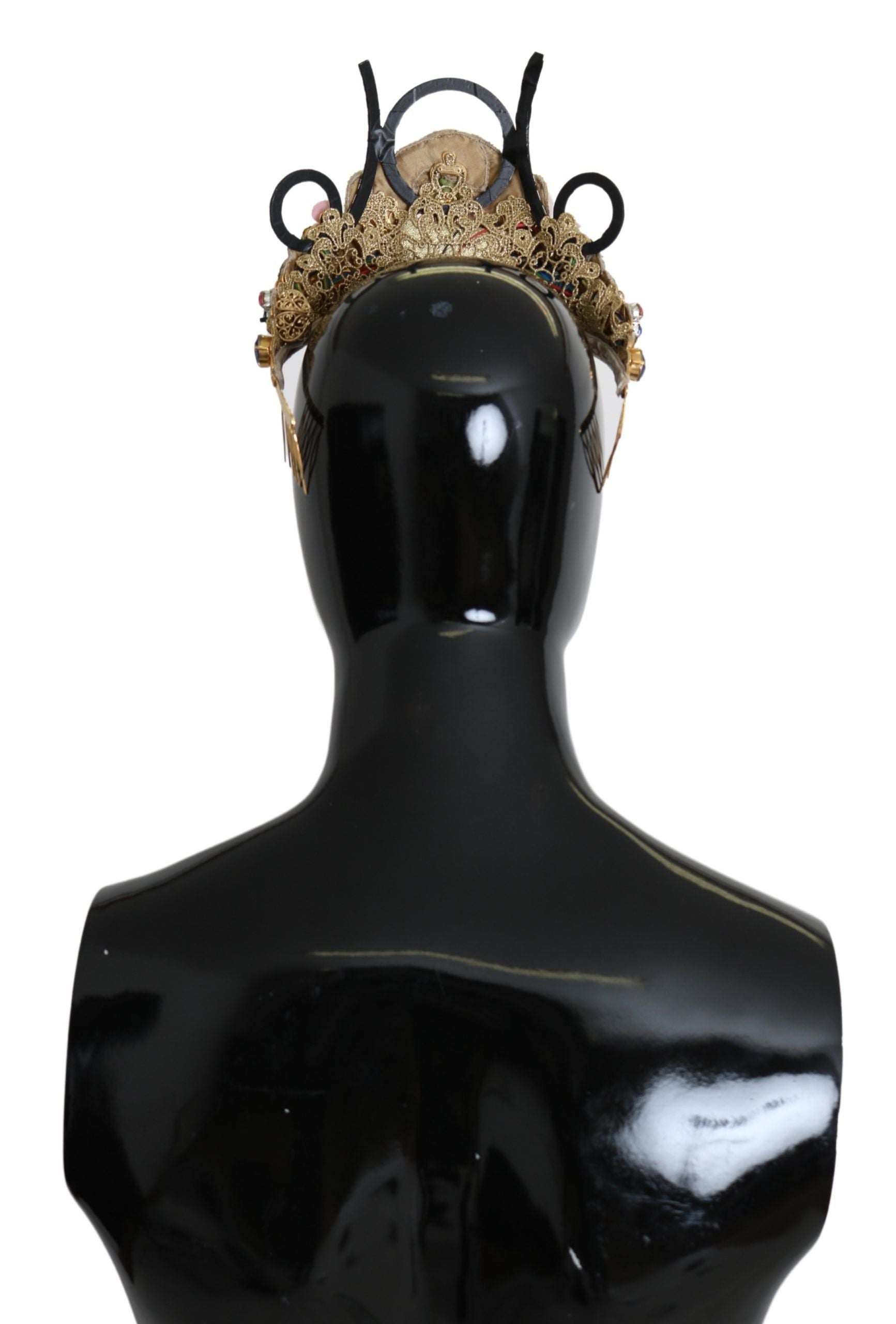 Dolce & Gabbana Gold Brass Floral Crystals LED Lights Crown Tiara Diadem-2
