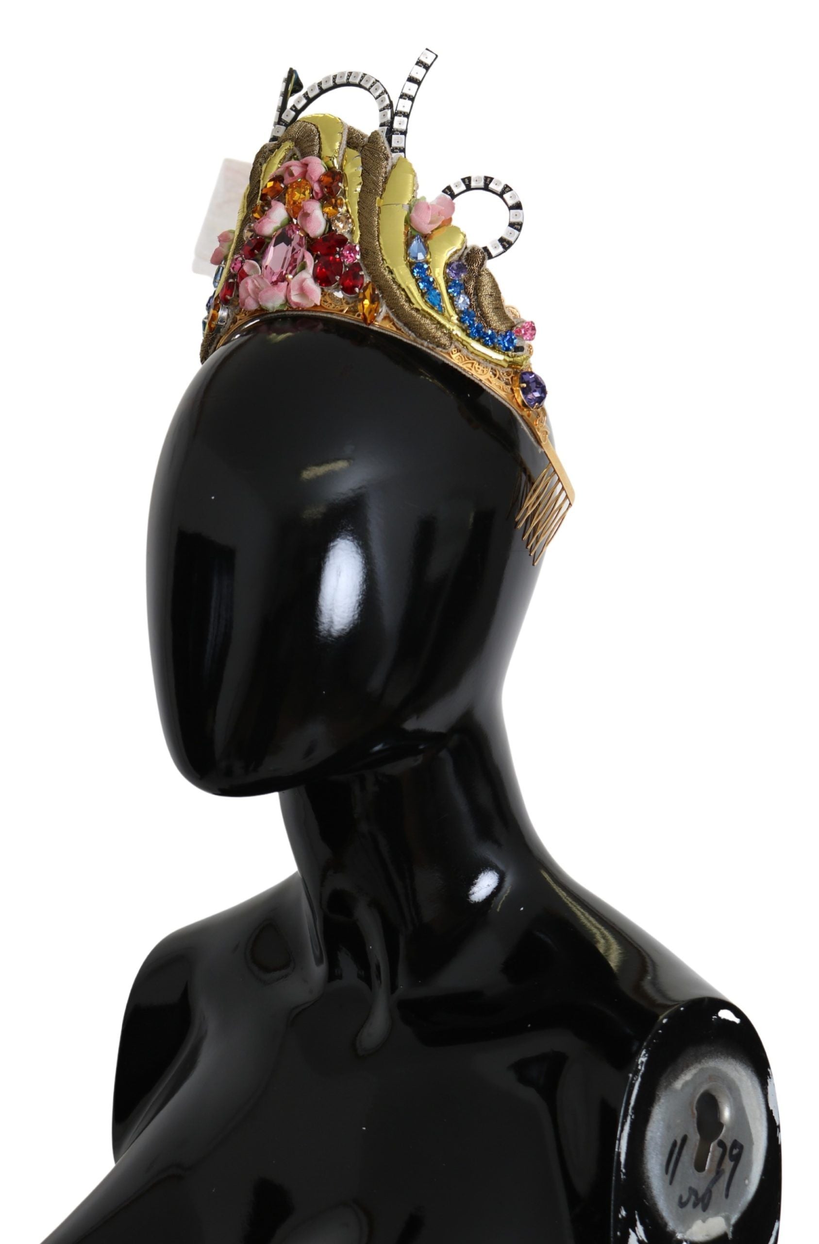 Dolce & Gabbana Gold Brass Floral Crystals LED Lights Crown Tiara Diadem-8