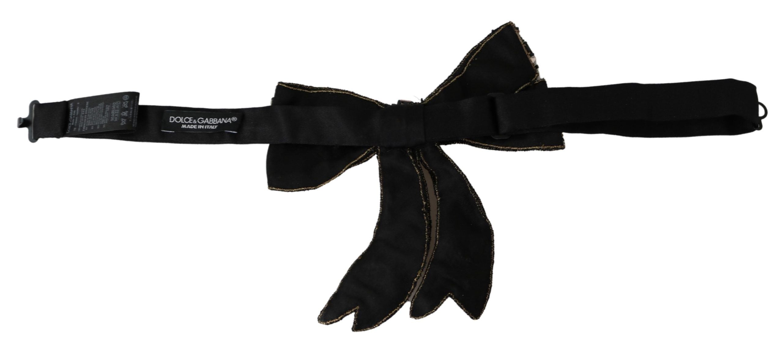 Dolce & Gabbana gold-colored silk bow tie with rhinestone embellishment-2