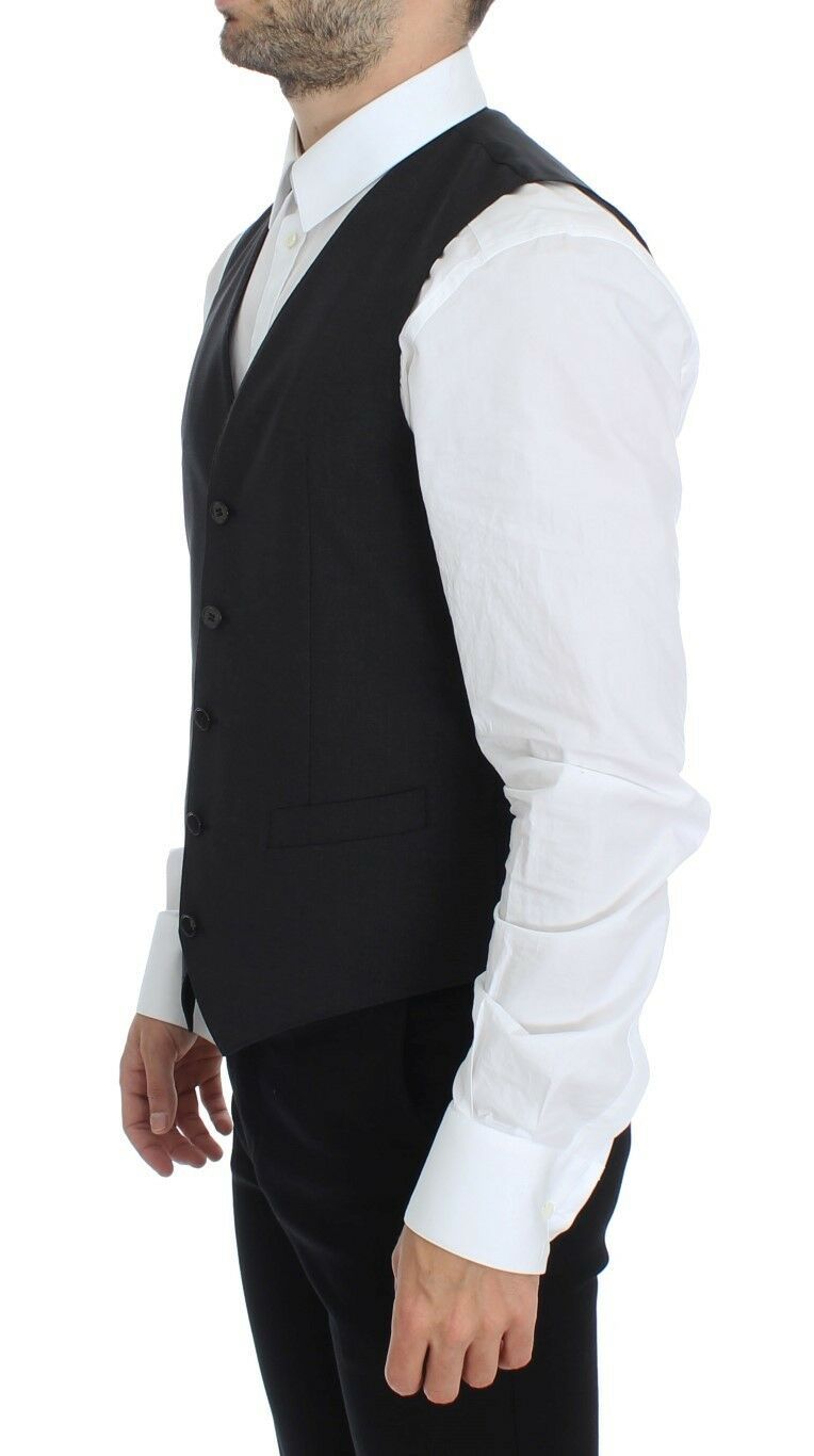 Dolce & Gabbana Grey Wool Stretch Dress Blazer Vest-2