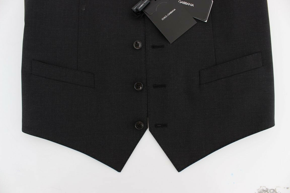 Dolce & Gabbana Grey Wool Stretch Dress Blazer Vest-4