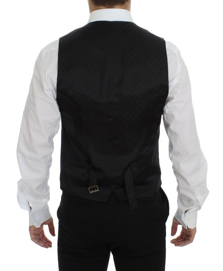 Dolce & Gabbana Schwarzes Woll-Logo-Kleid Gilet Vest-3