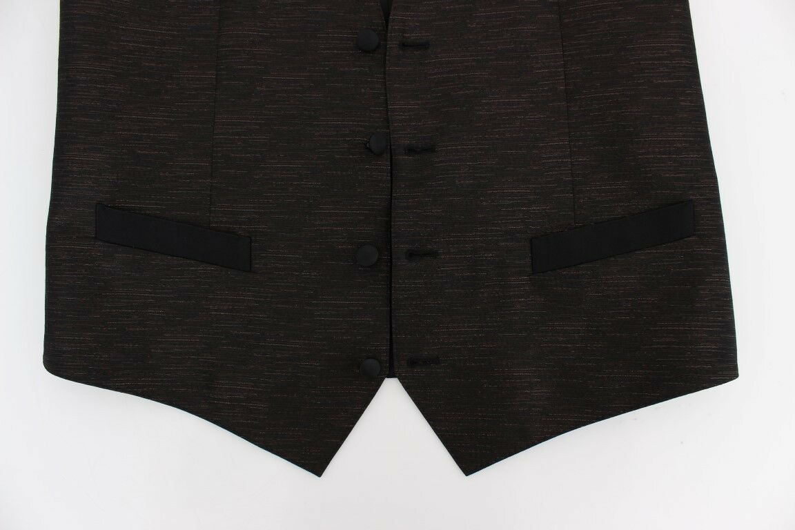 Dolce & Gabbana Schwarzes Woll-Logo-Kleid Gilet Vest-4