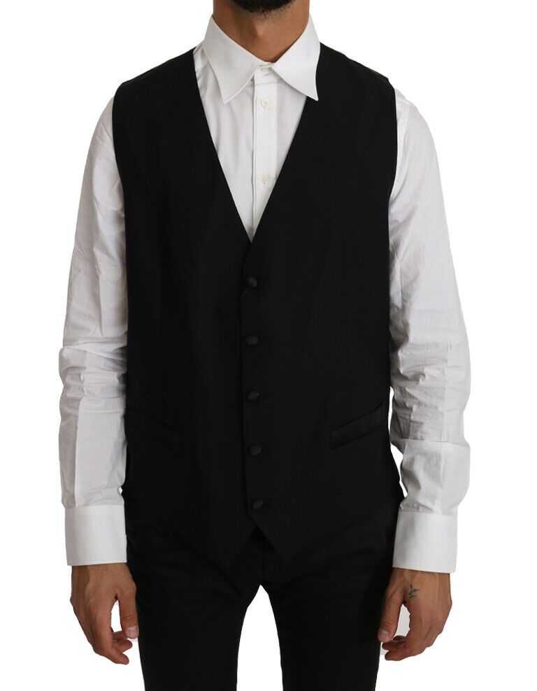 Dolce & Gabbana black vest in firm wool and silk-1