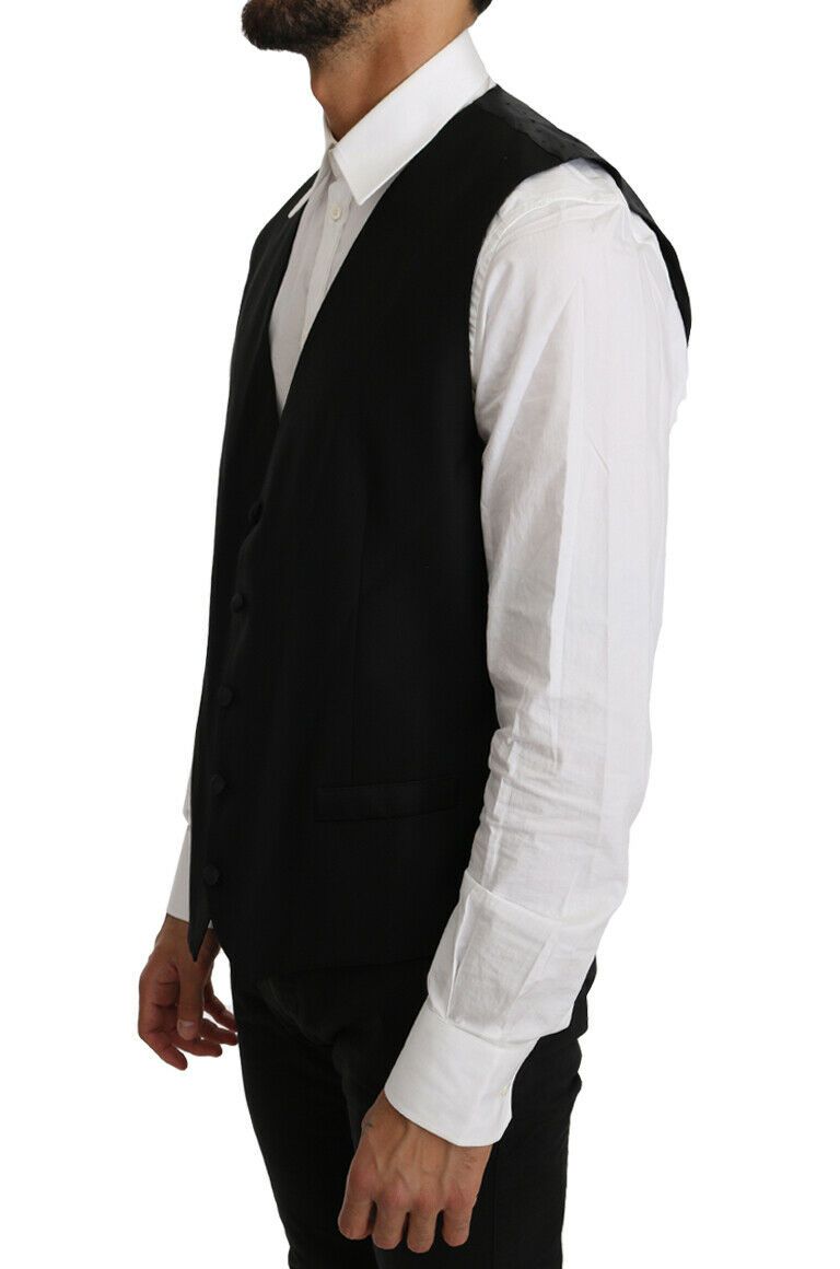 Dolce & Gabbana black vest in firm wool and silk-2