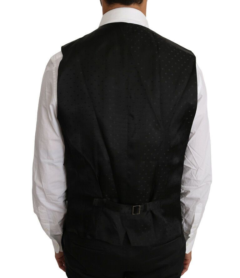 Dolce & Gabbana black vest in firm wool and silk-3
