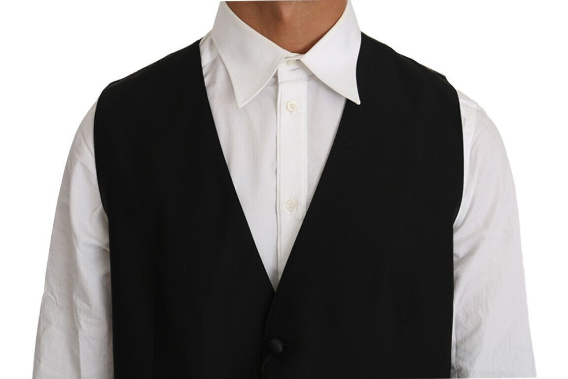 Dolce & Gabbana black vest in firm wool and silk-4
