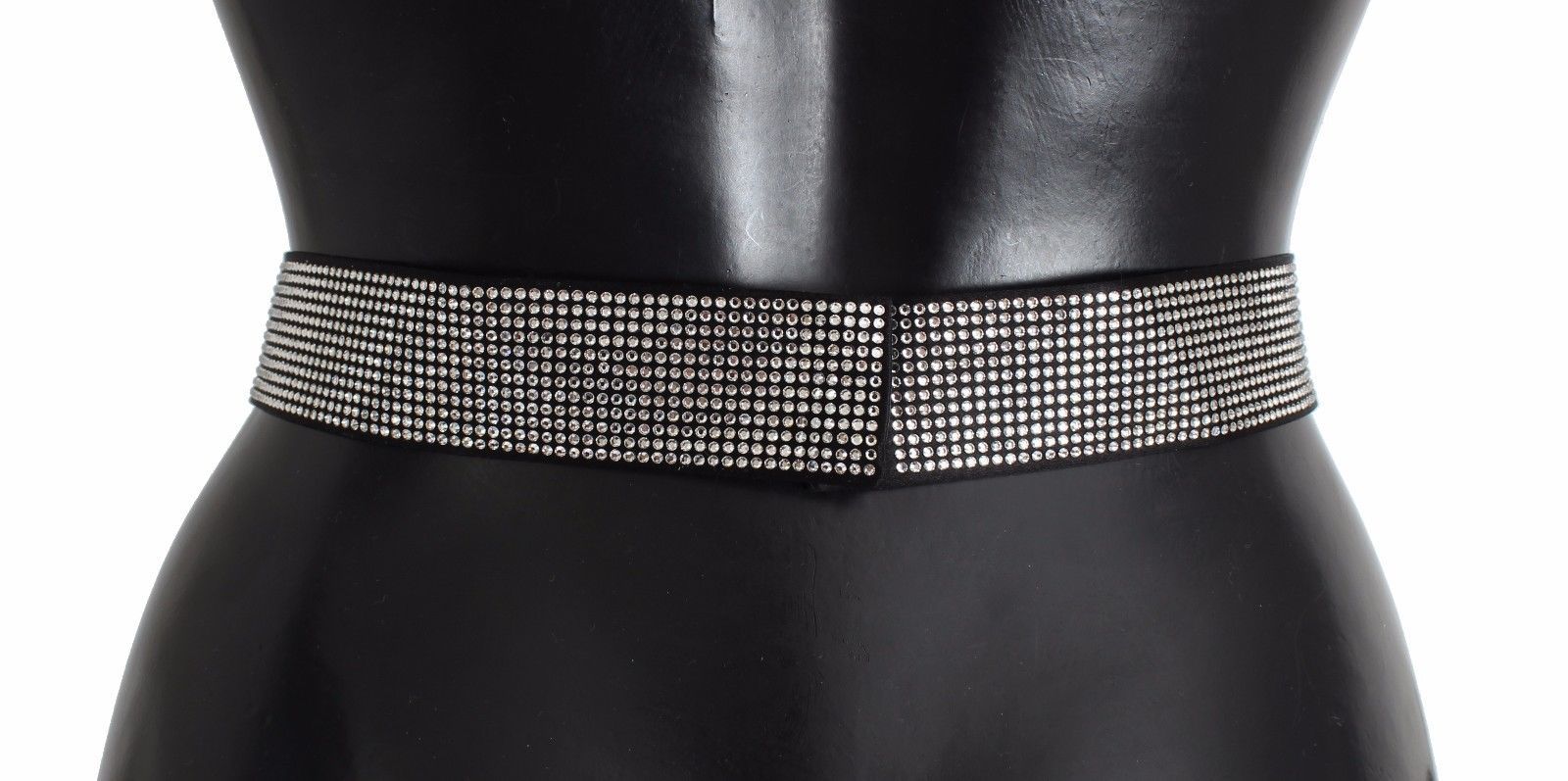 Dolce & Gabbana black silk belt with clear crystal bow for the waist-4