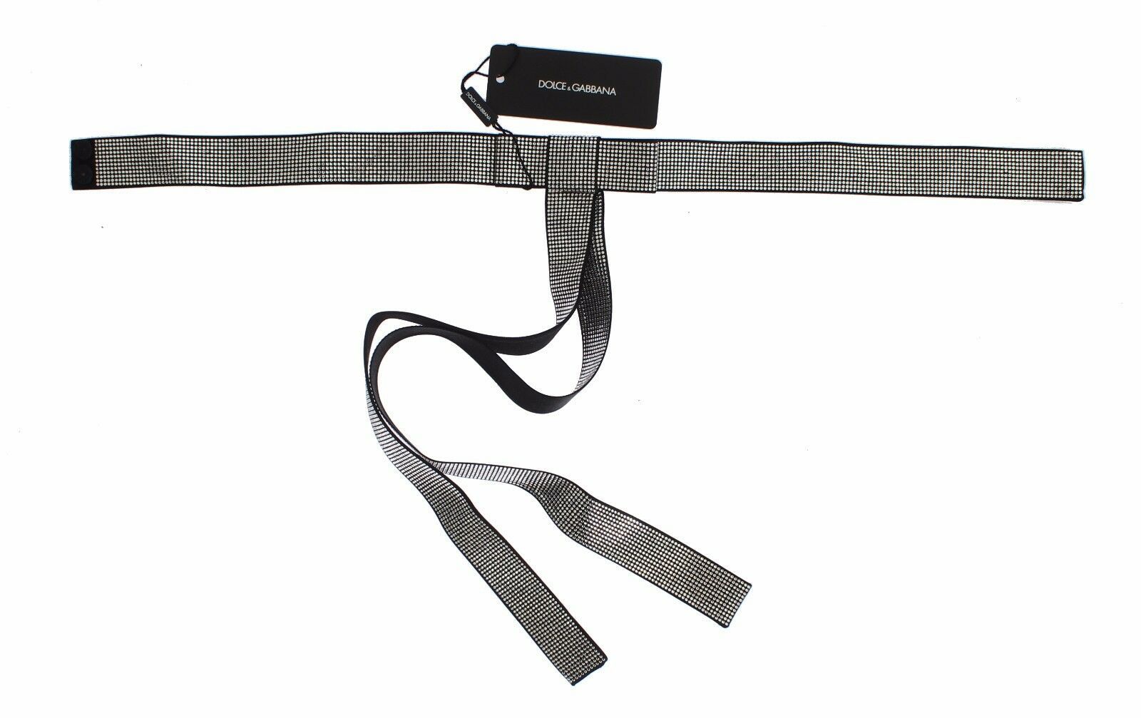 Dolce & Gabbana black silk belt with clear crystal bow for the waist-6