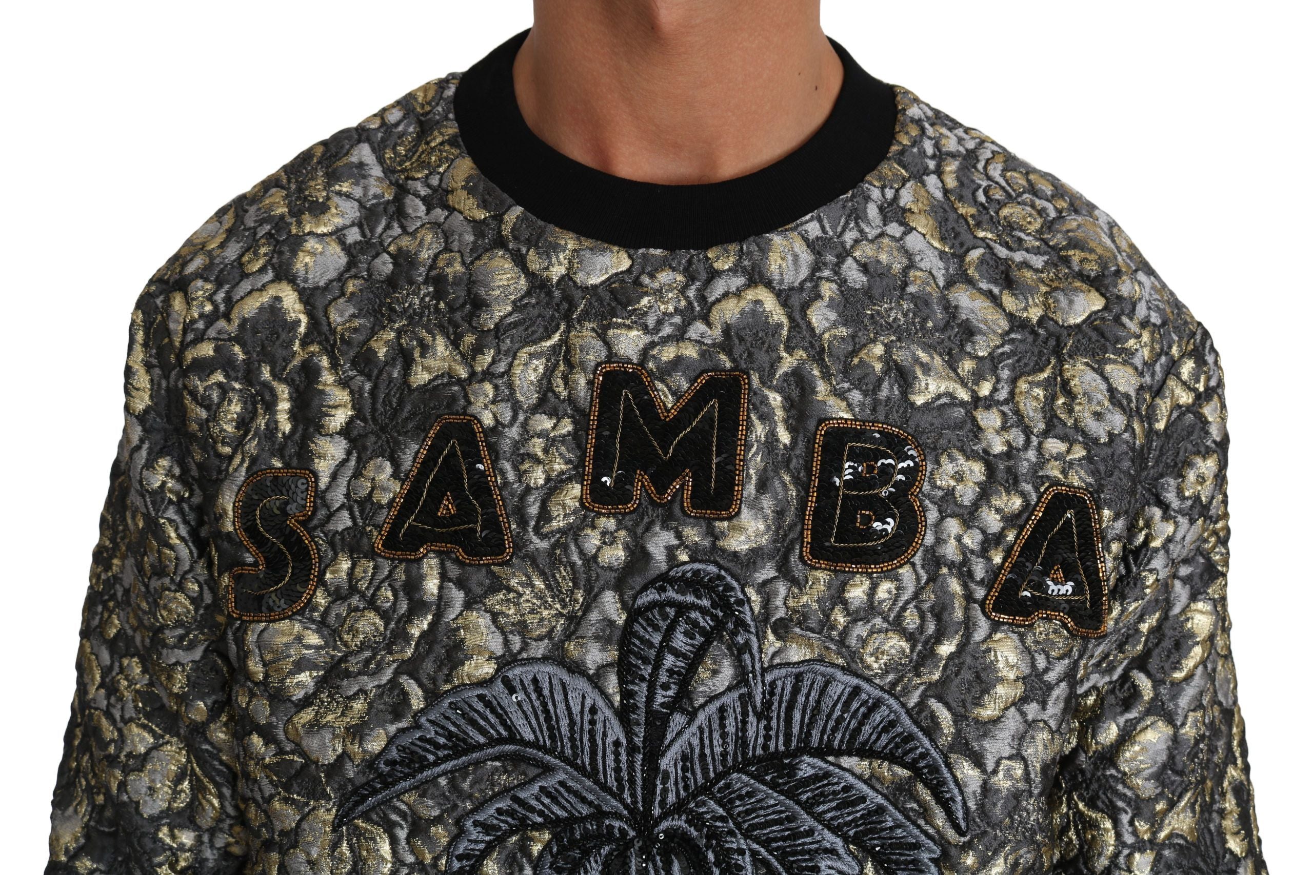 Dolce & Gabbana Multicolored SAMBA Jacquard Sweater with Palm Tree Pattern-4