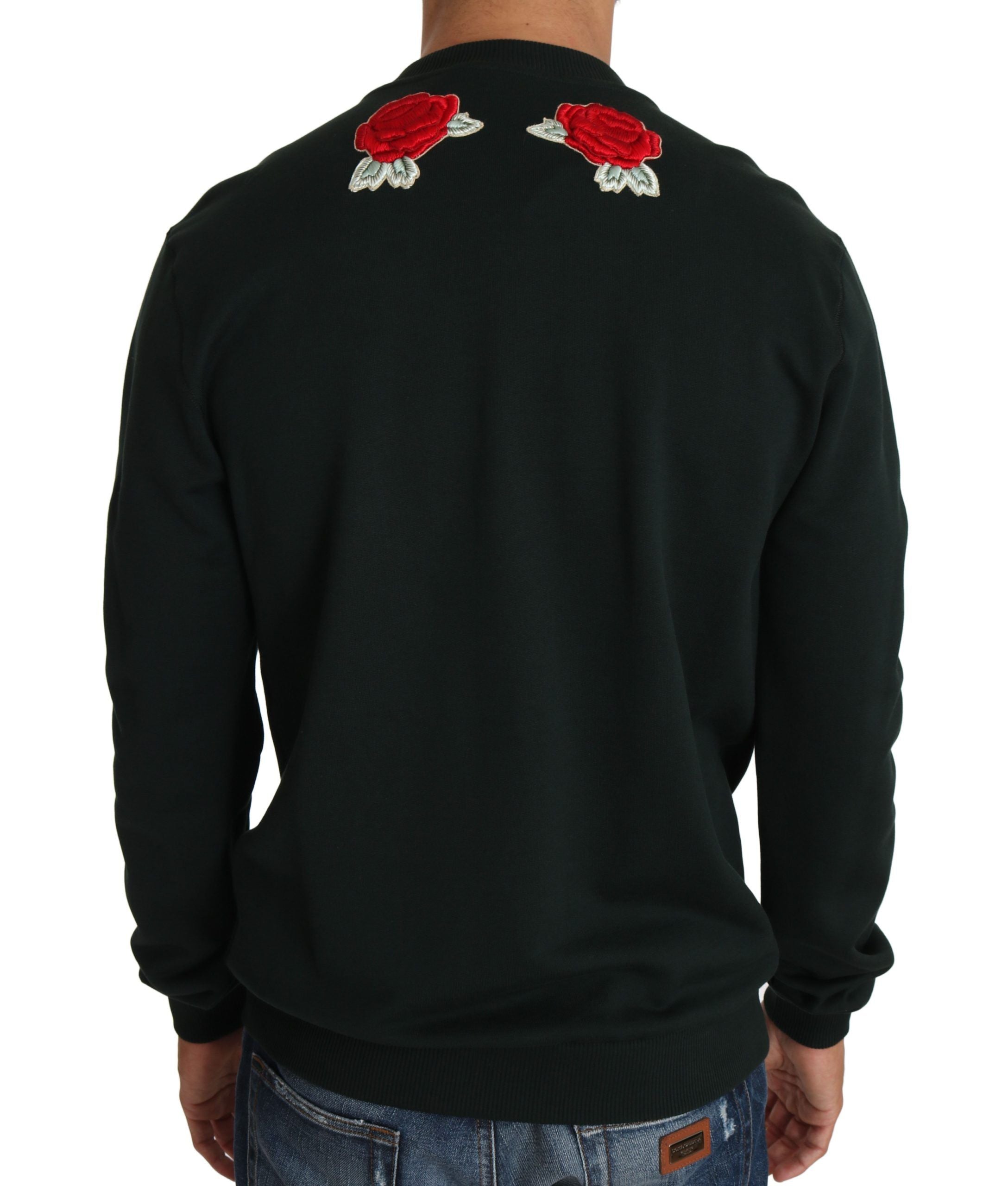 Dolce & Gabbana Green Crystal Heart Rose Gun Sweater-2
