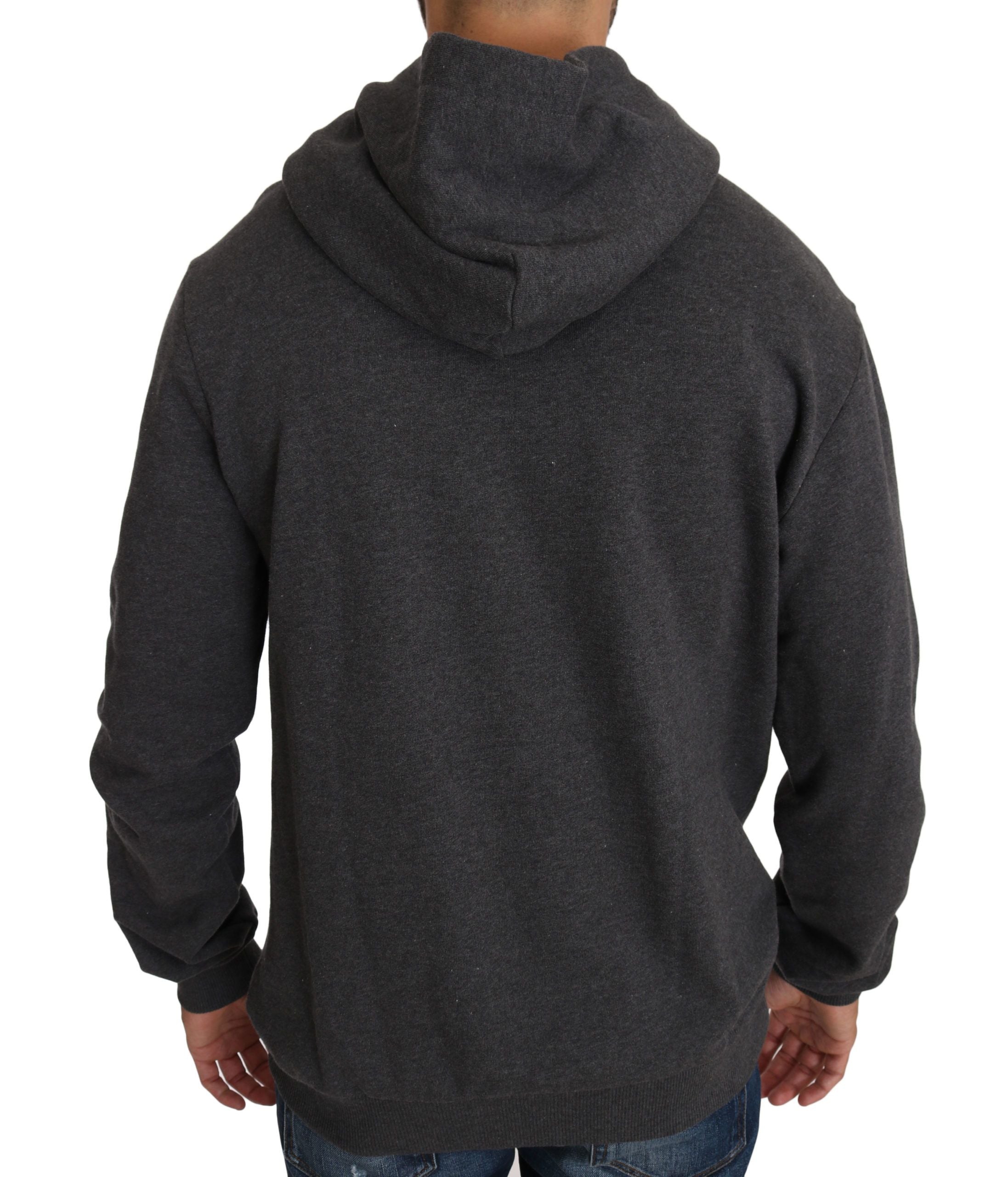 Dolce & Gabbana Grauer Pullover mit Kapuze und rotem Kristallherz Gun-3