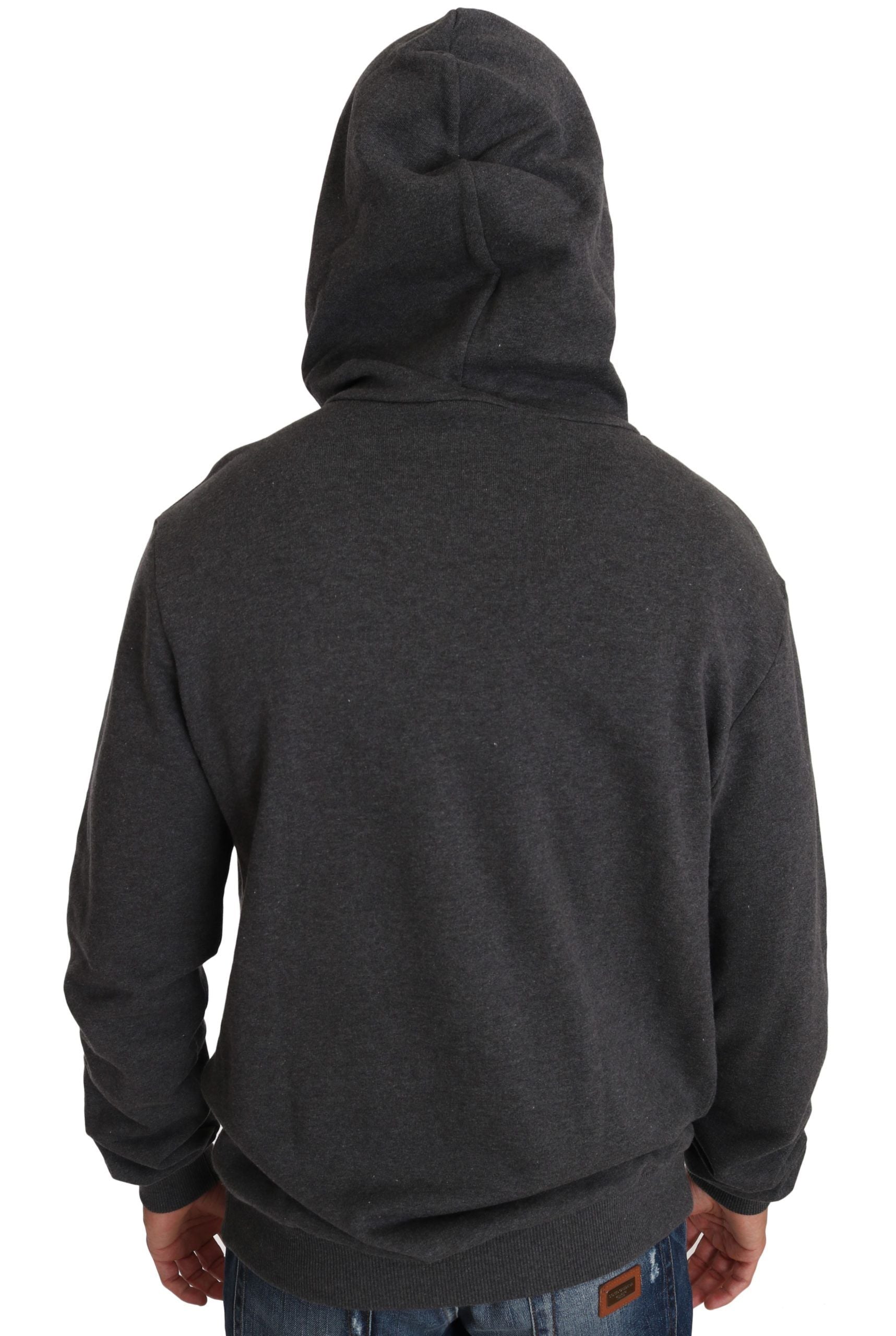 Dolce & Gabbana Grauer Pullover mit Kapuze und rotem Kristallherz Gun-6