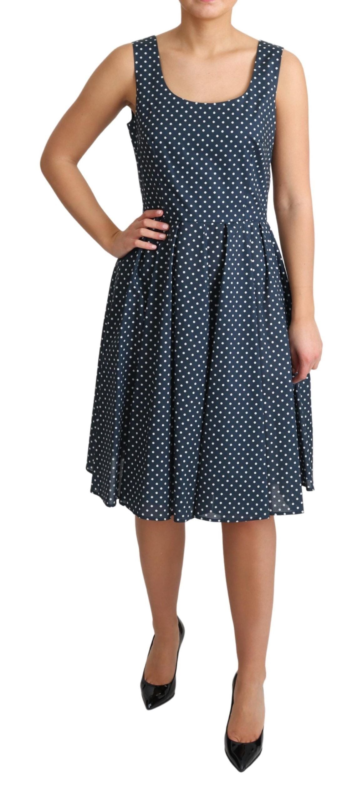 Dolce & Gabbana blue polka dot A-line dress in cotton-5