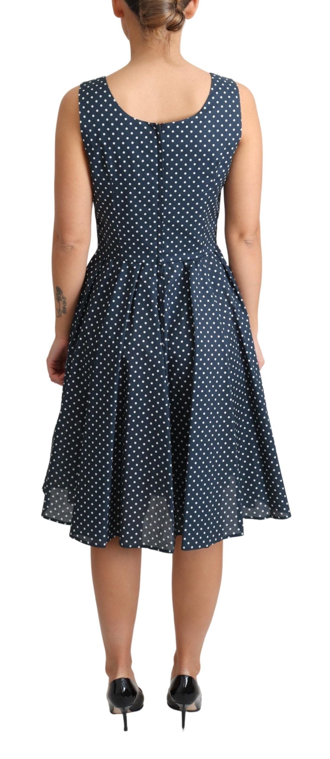 Dolce & Gabbana blue polka dot A-line dress in cotton-3