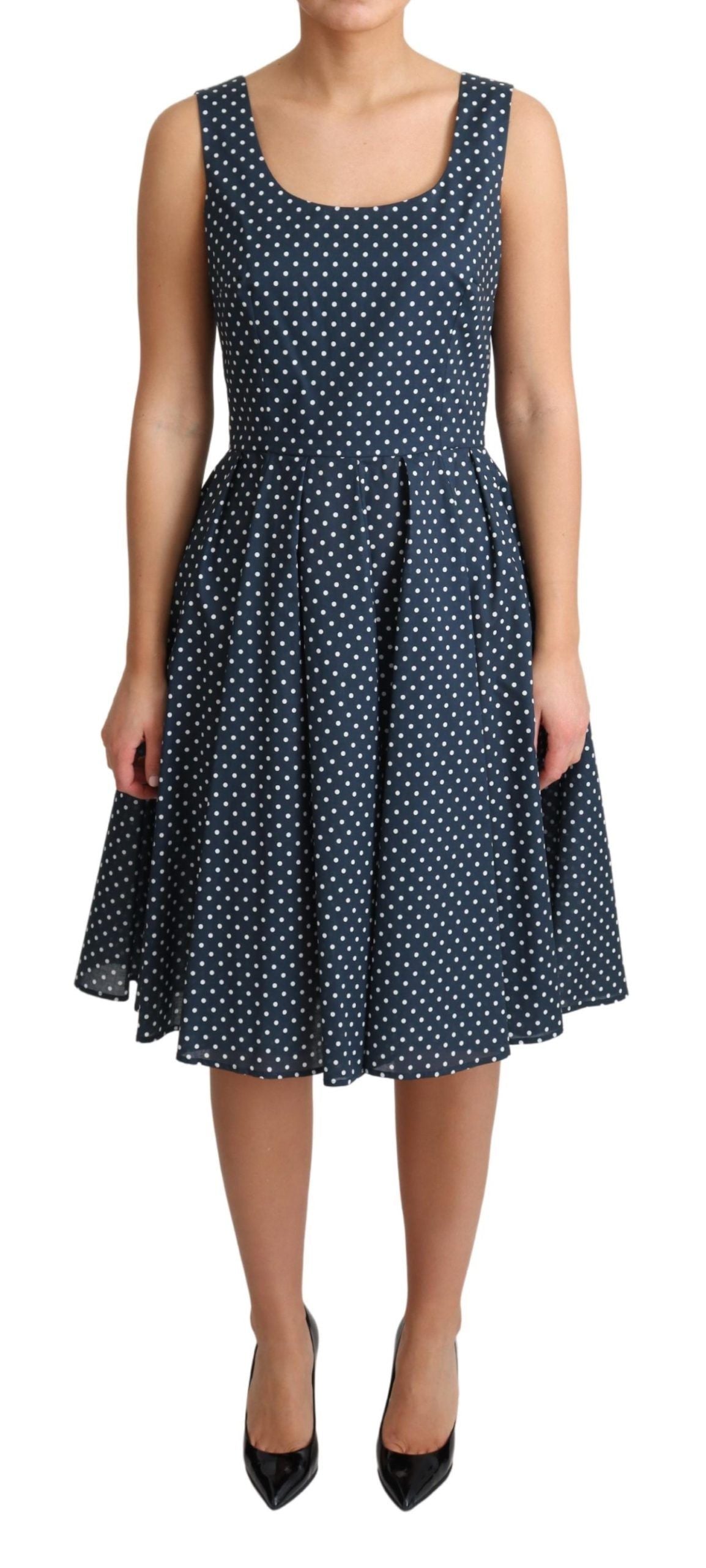Dolce & Gabbana blue polka dot A-line dress in cotton-1