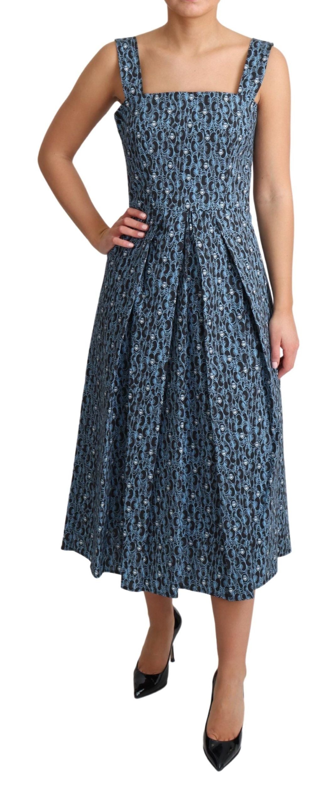 Dolce & Gabbana Blaues Herz Baumwolle A-Linie Stretch Kleid-2