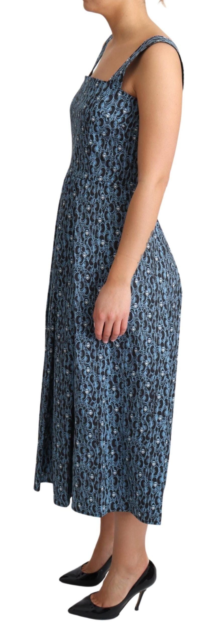 Dolce & Gabbana Blaues Herz Baumwolle A-Linie Stretch Kleid-3