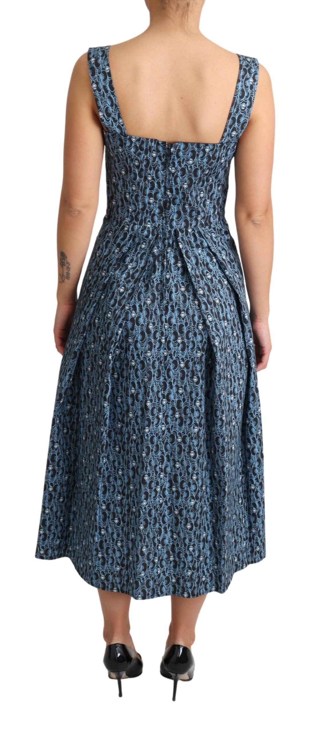 Dolce & Gabbana Blaues Herz Baumwolle A-Linie Stretch Kleid-4