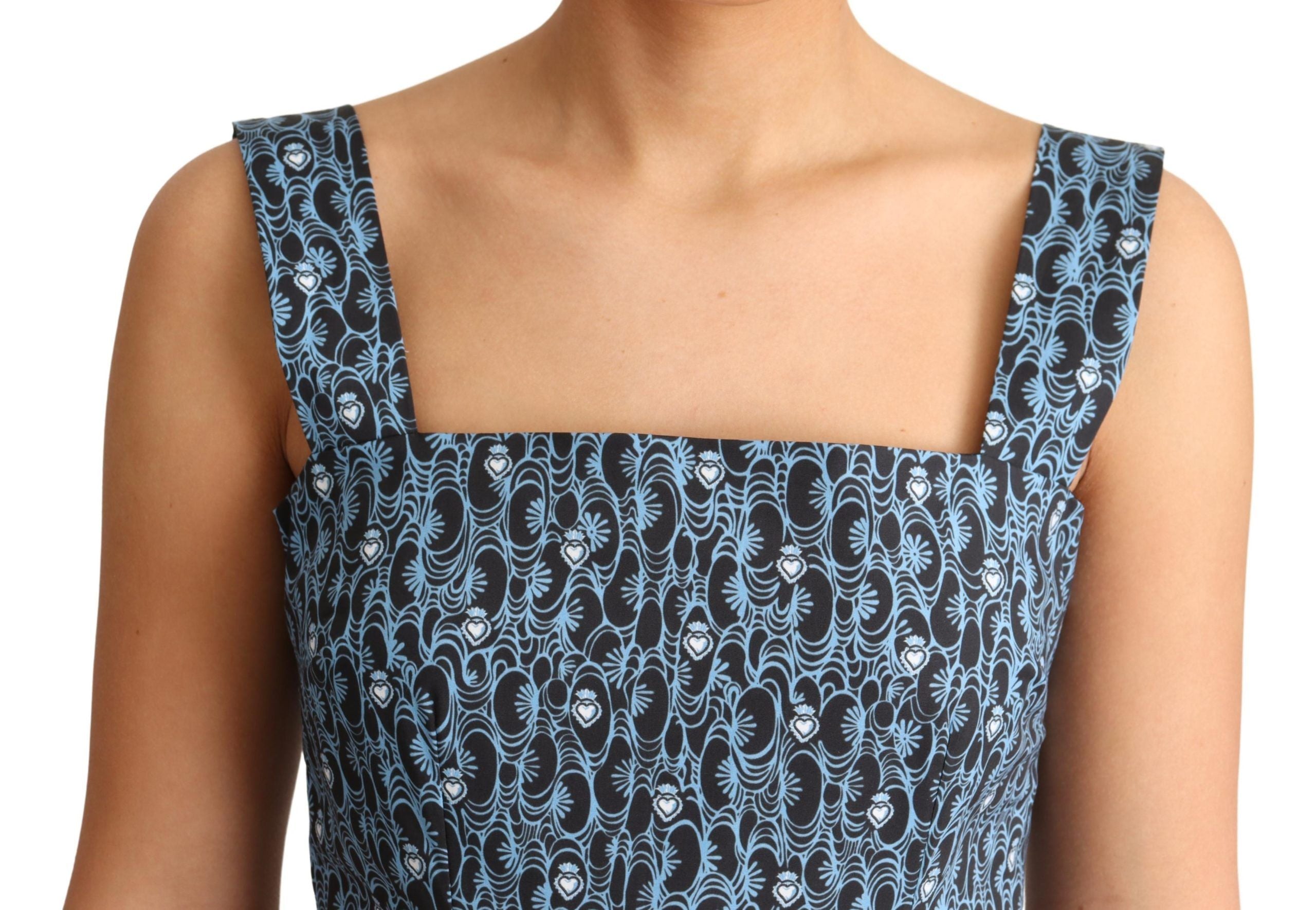 Dolce & Gabbana Blaues Herz Baumwolle A-Linie Stretch Kleid-5