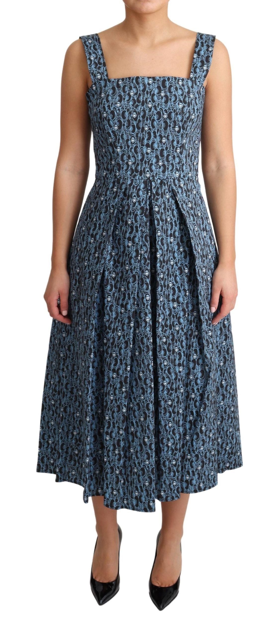 Dolce & Gabbana Blaues Herz Baumwolle A-Linie Stretch Kleid-1