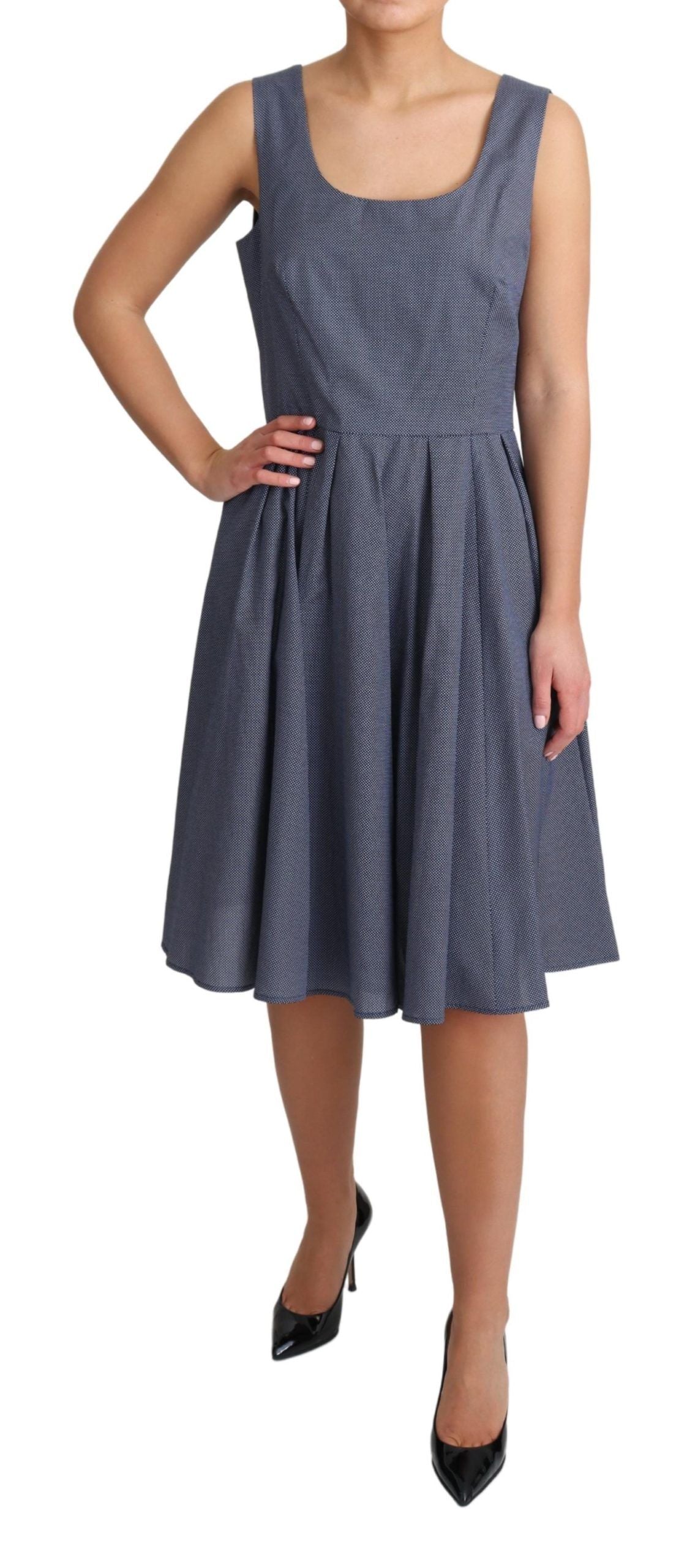 Dolce & Gabbana blue stretch dress with polka-dot cotton in an A-line silhouette-2