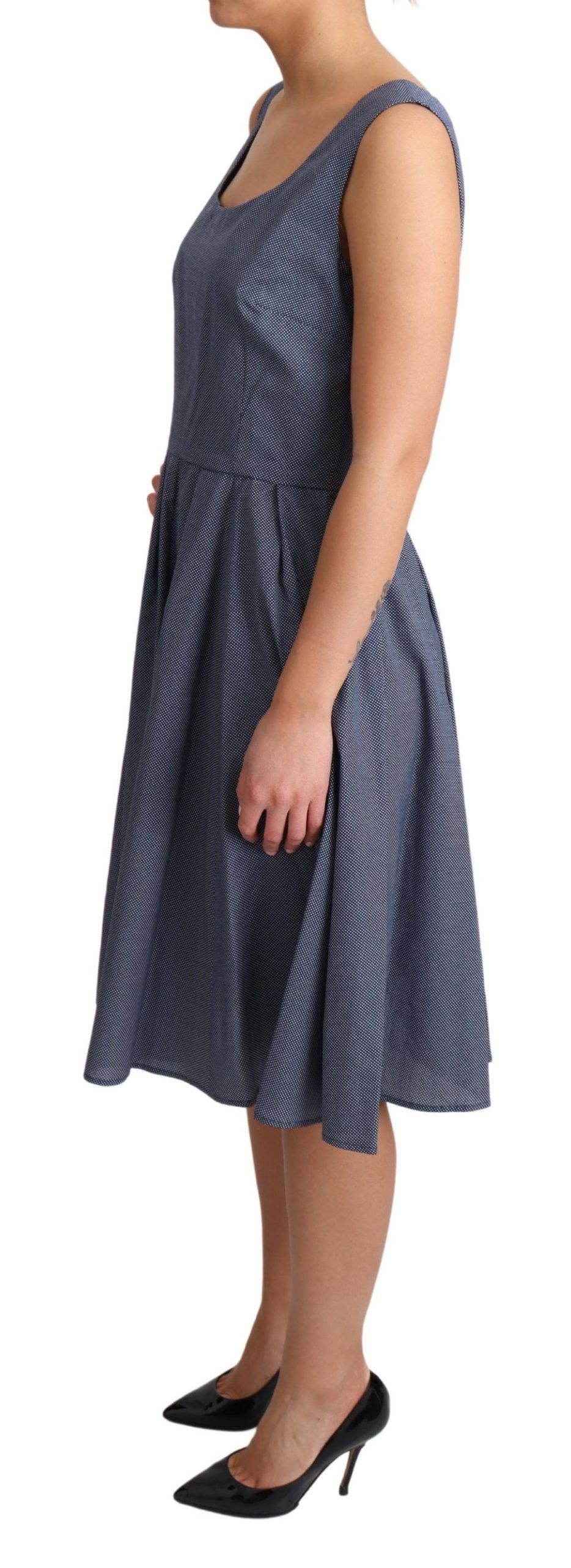 Dolce & Gabbana blue stretch dress with polka-dot cotton in an A-line silhouette-3