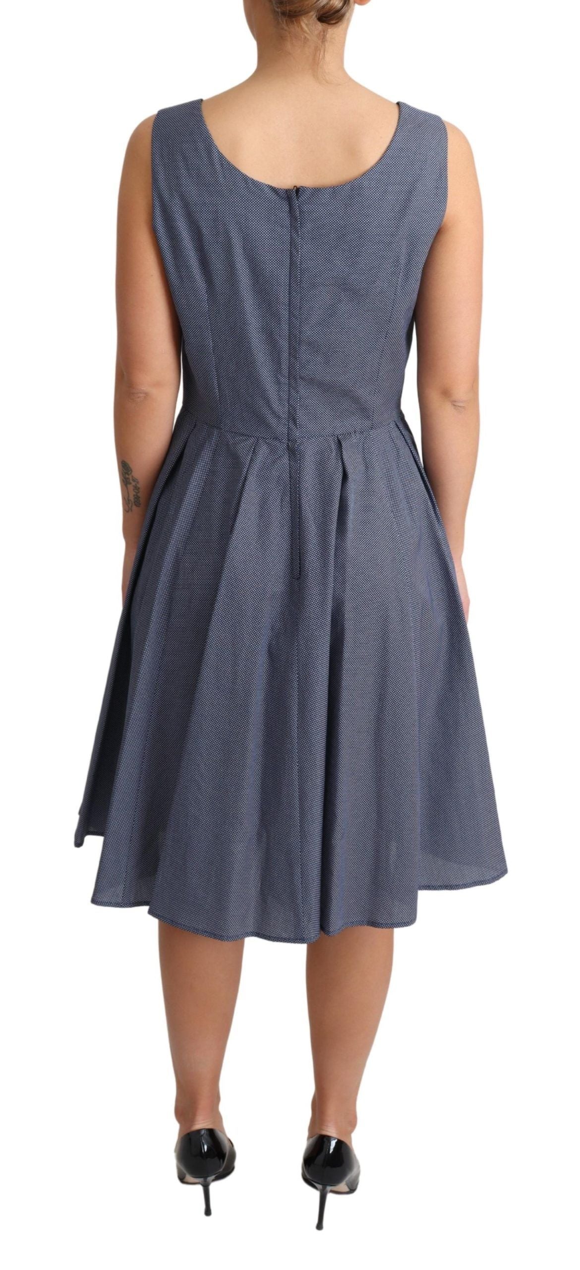 Dolce & Gabbana blue stretch dress with polka-dot cotton in an A-line silhouette-4